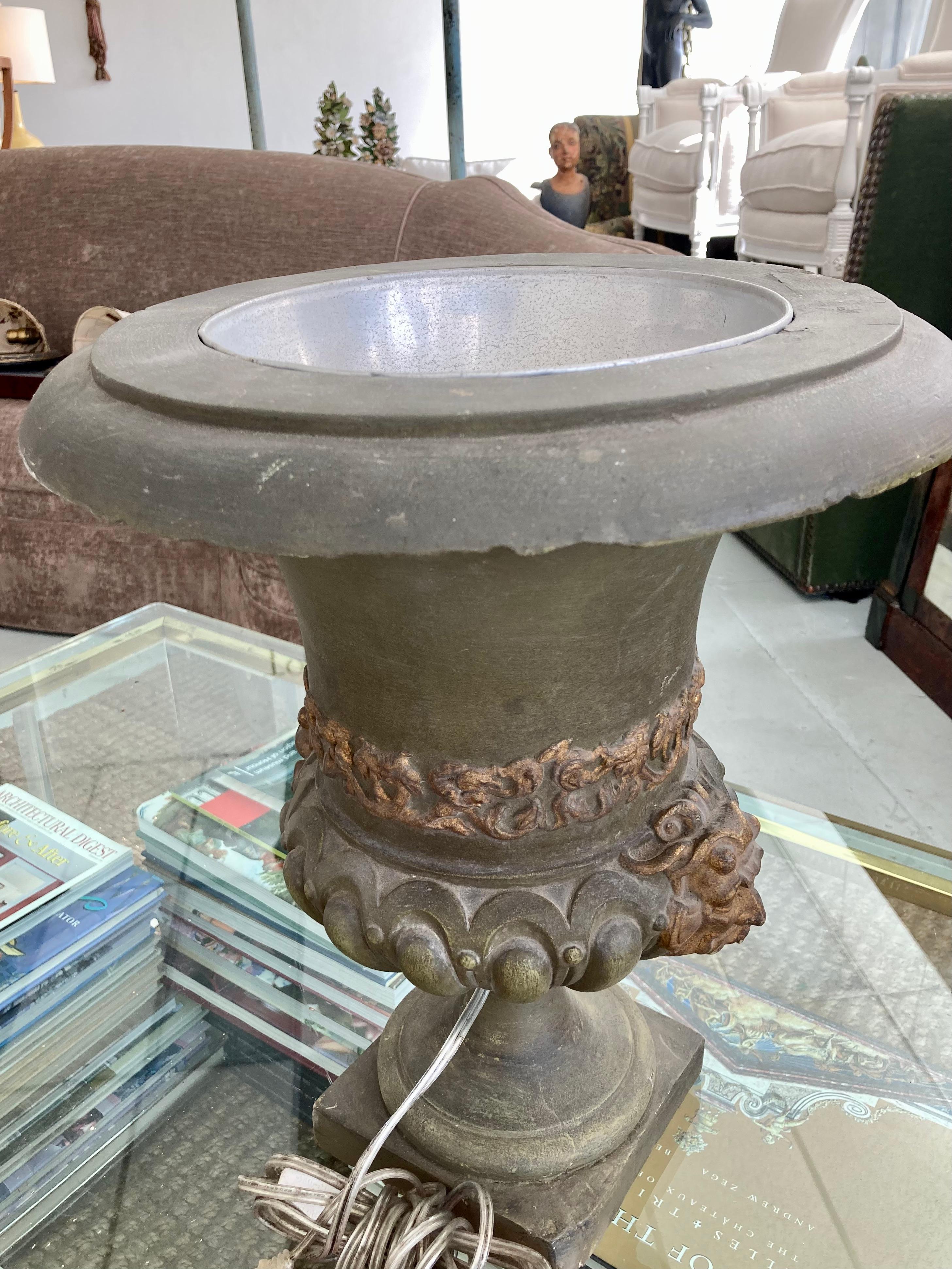 French Painted Terra Cotta Urn Uplight For Sale 2
