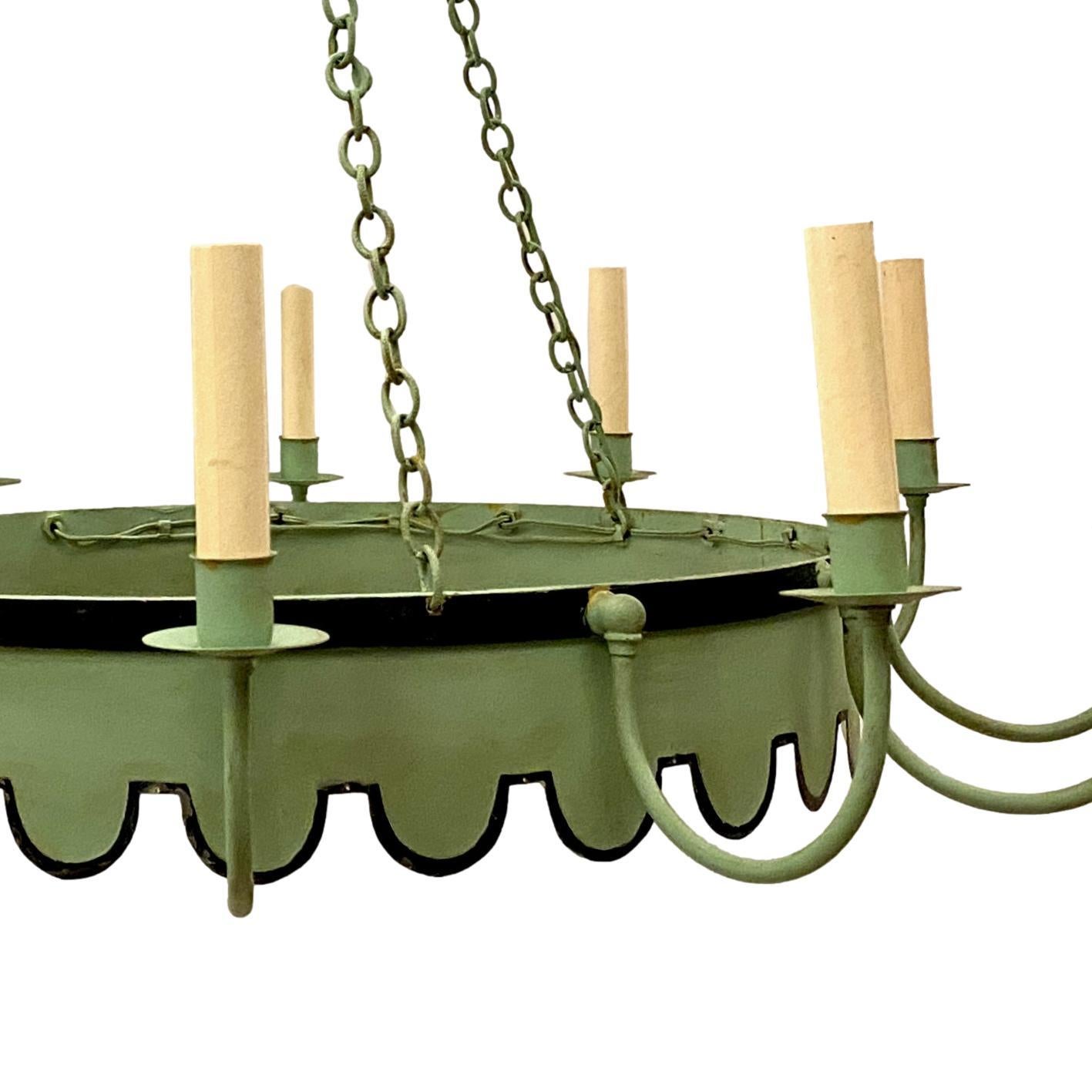 Cold-Painted French Painted Tole Chandelier