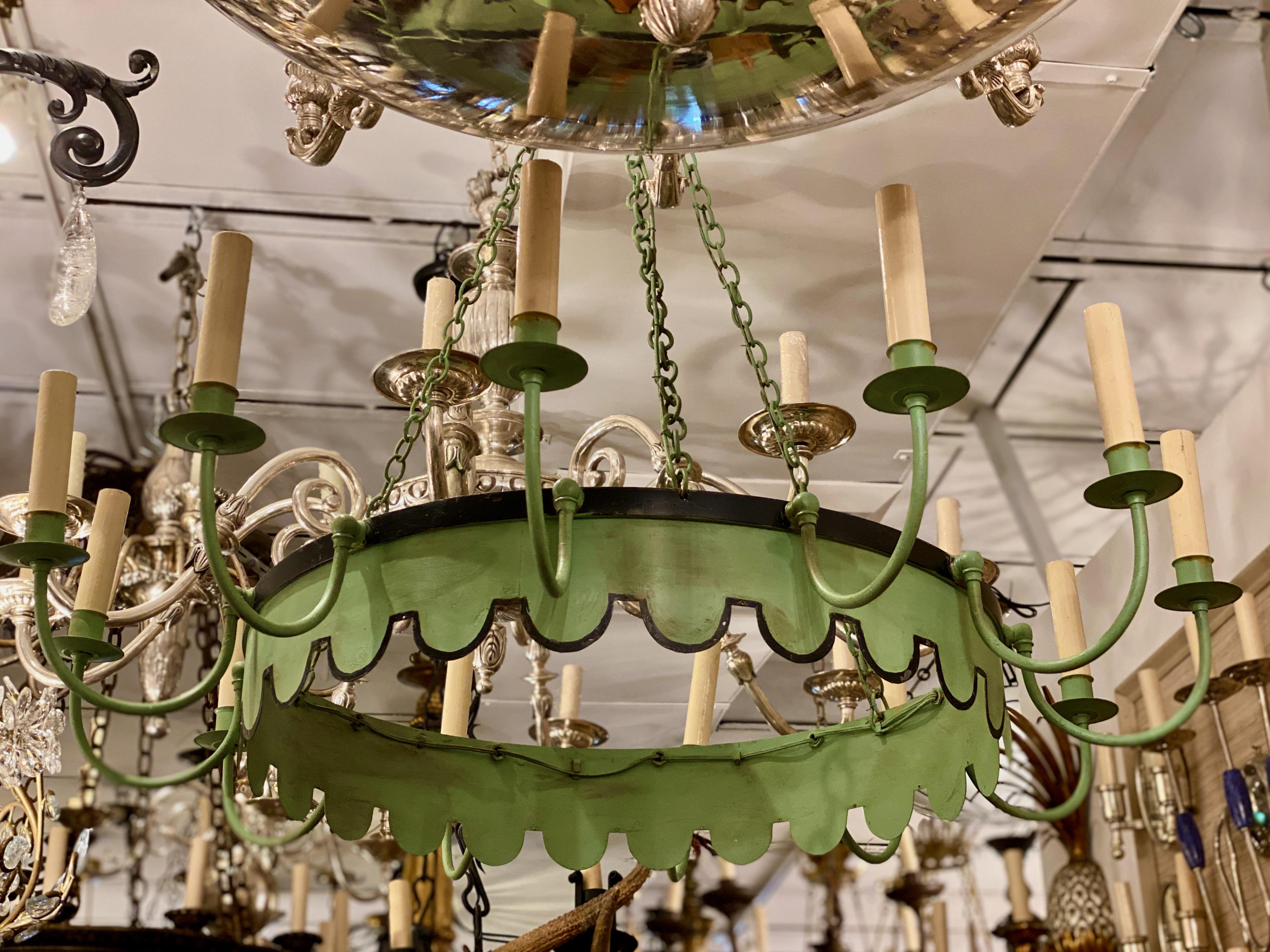 French Painted Tole Chandelier In Good Condition In New York, NY