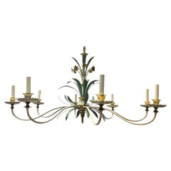 French Painted Tole Chandelier with Flowers