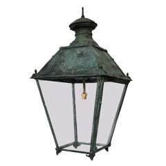 Antique French Painted Tole Hanging Lantern, circa 1880