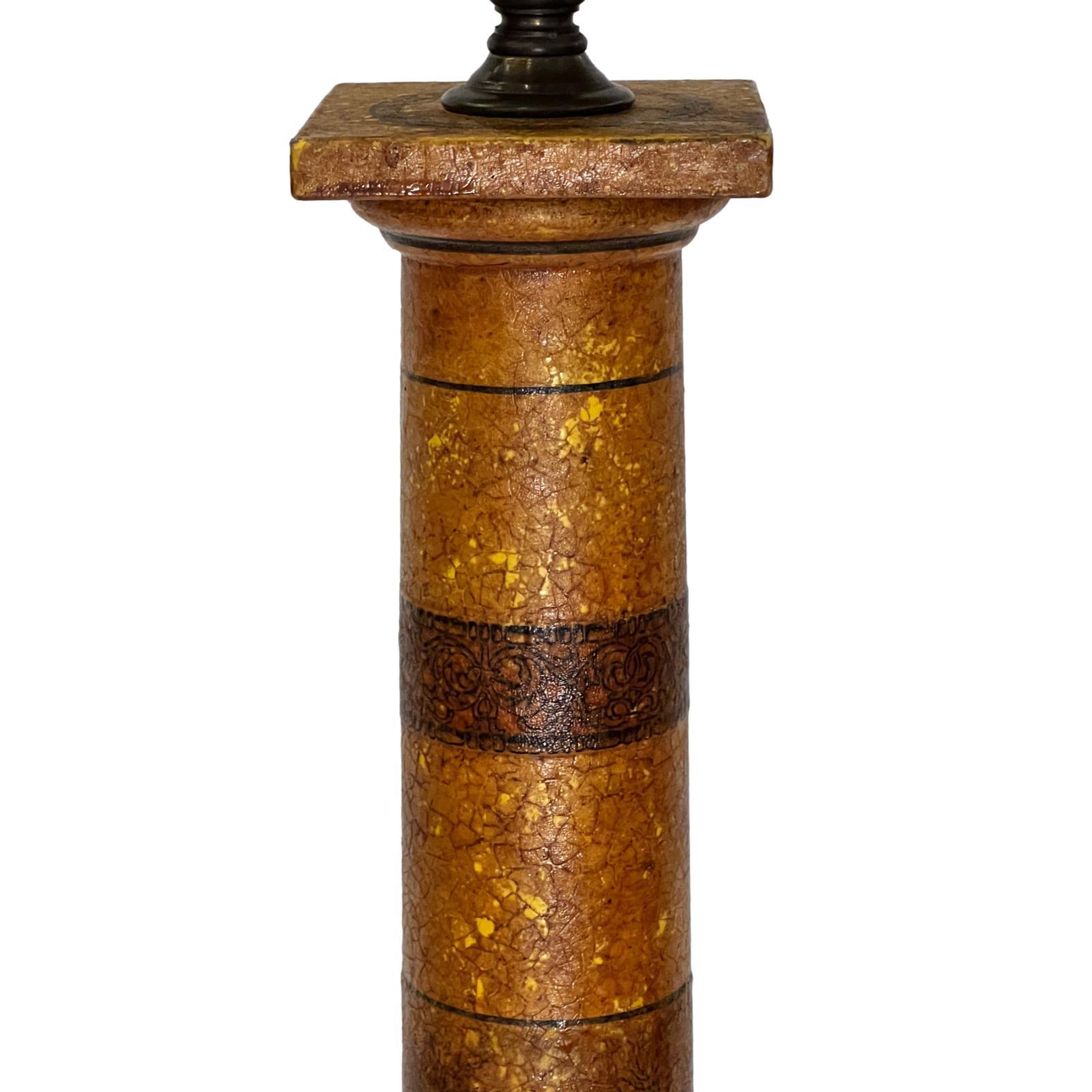 Hand-Painted French Painted Tole Lamp For Sale
