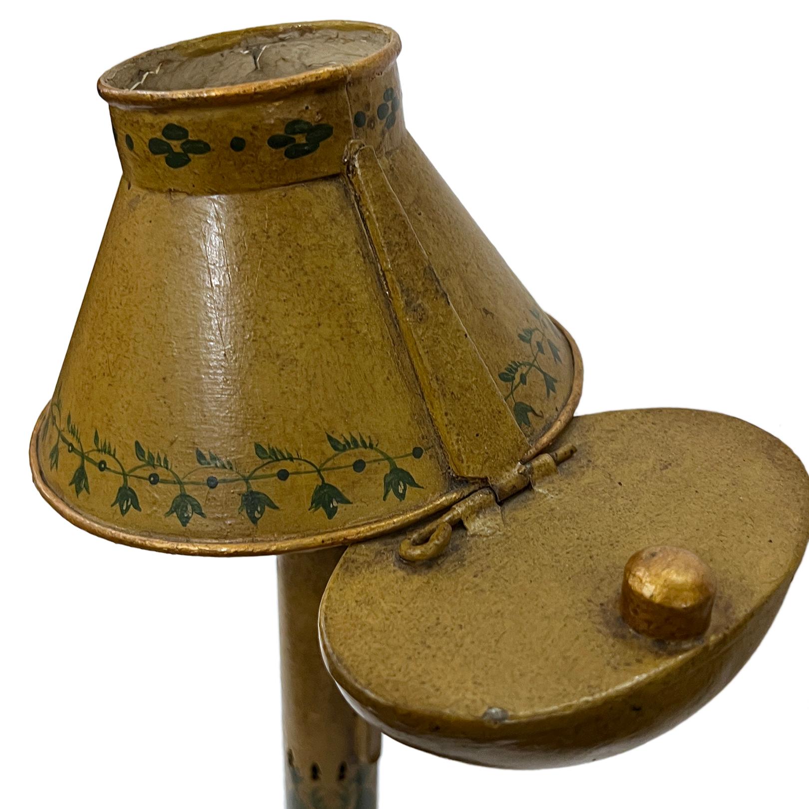 Metal French Painted Tole Lamp For Sale