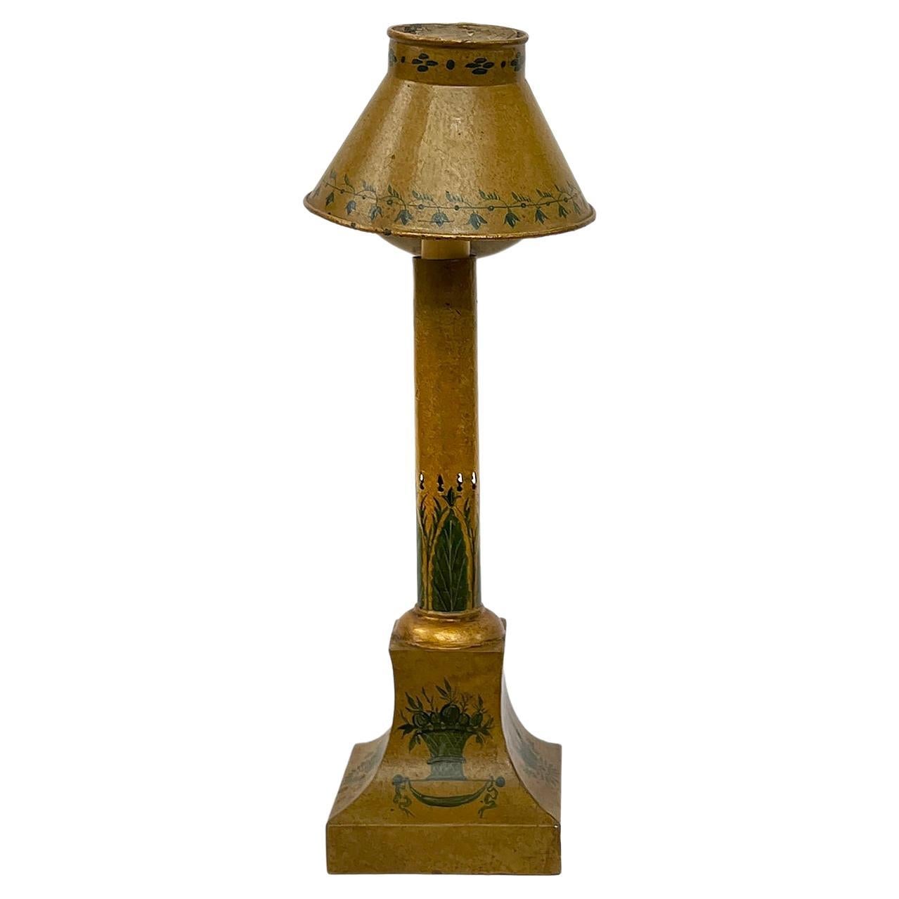 French Painted Tole Lamp For Sale