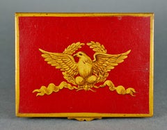 French Painted Tole Peinte De Lac Gold Eagle Cigarette Trinket Box