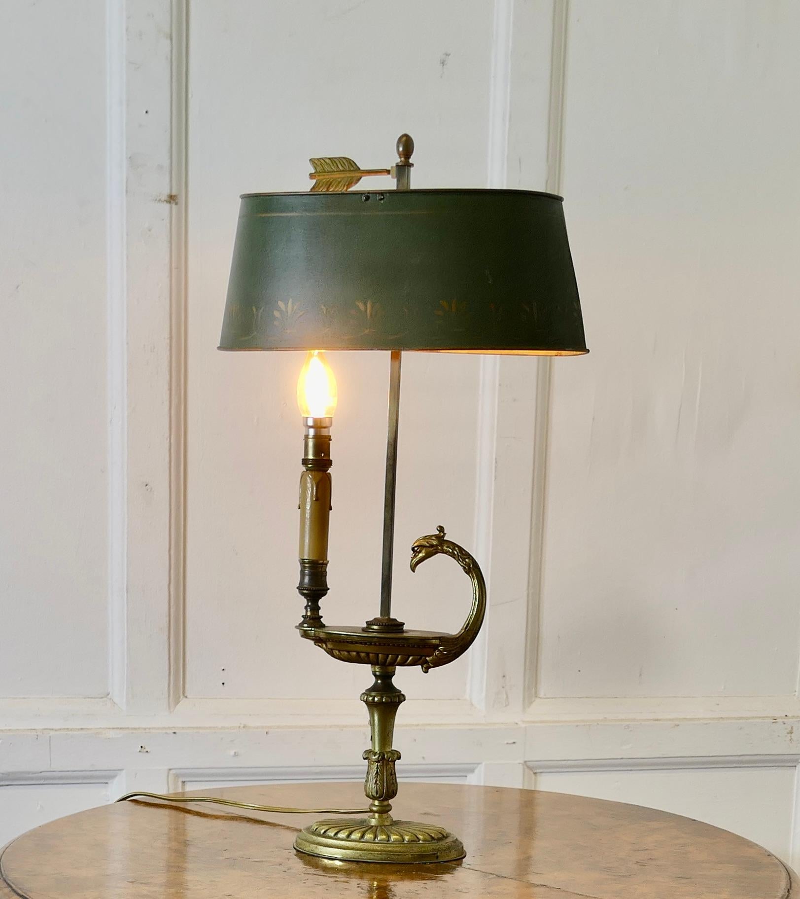 Lampe de bureau en faïence peinte et laiton  Une belle pièce en vente 4