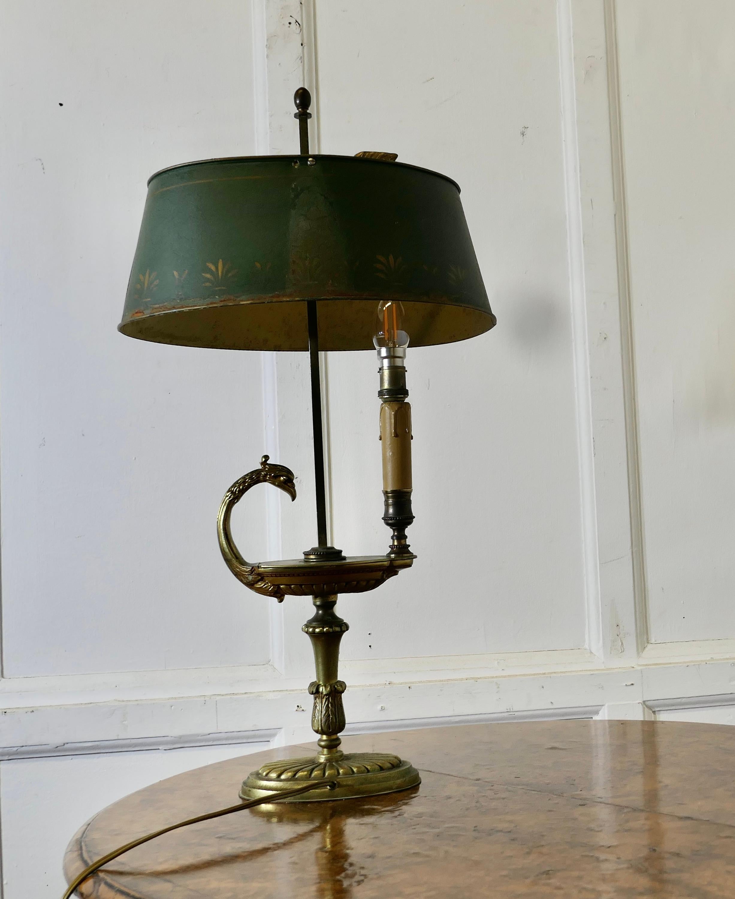Lampe de bureau en faïence peinte et laiton  Une belle pièce en vente 3