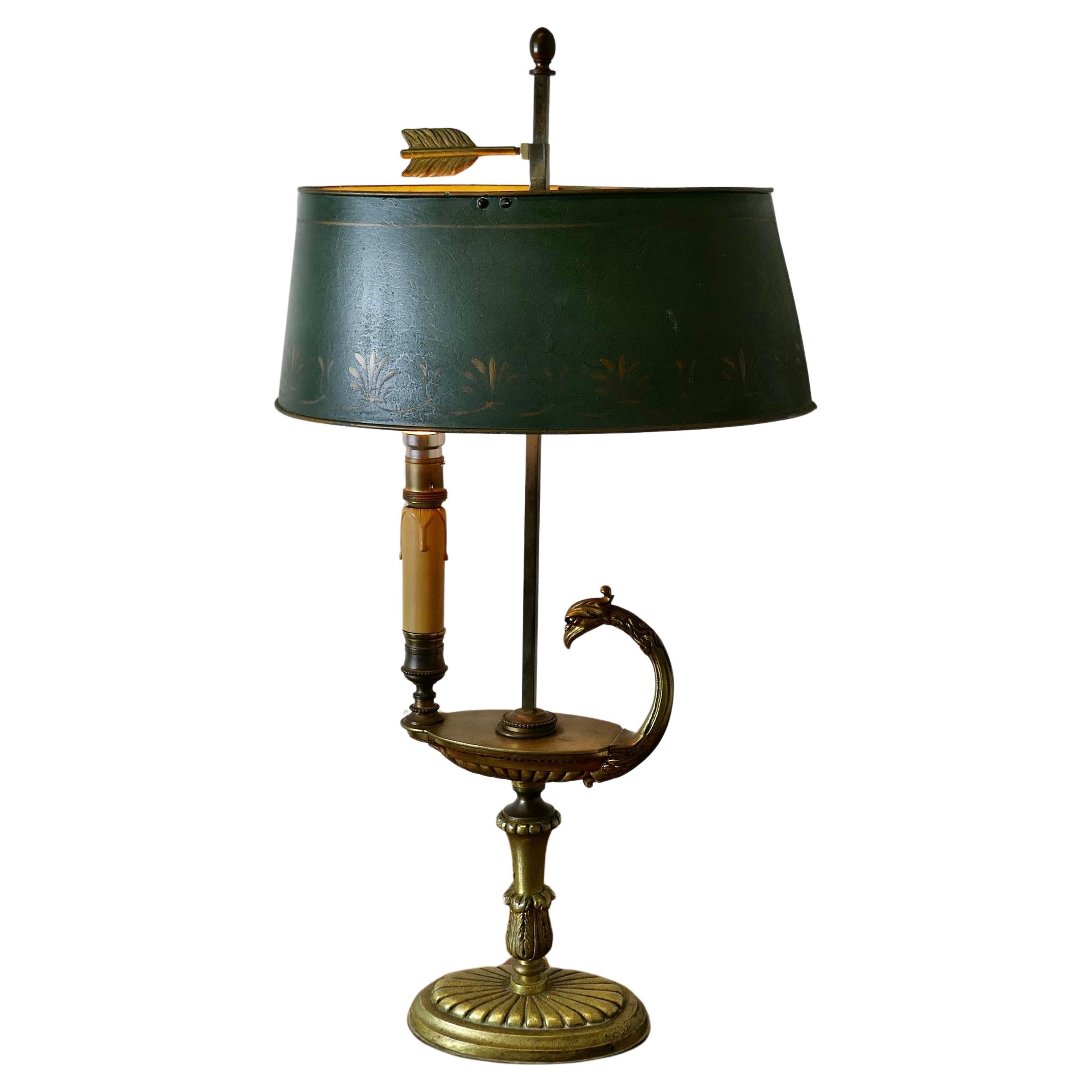 Lampe de bureau en faïence peinte et laiton  Une belle pièce