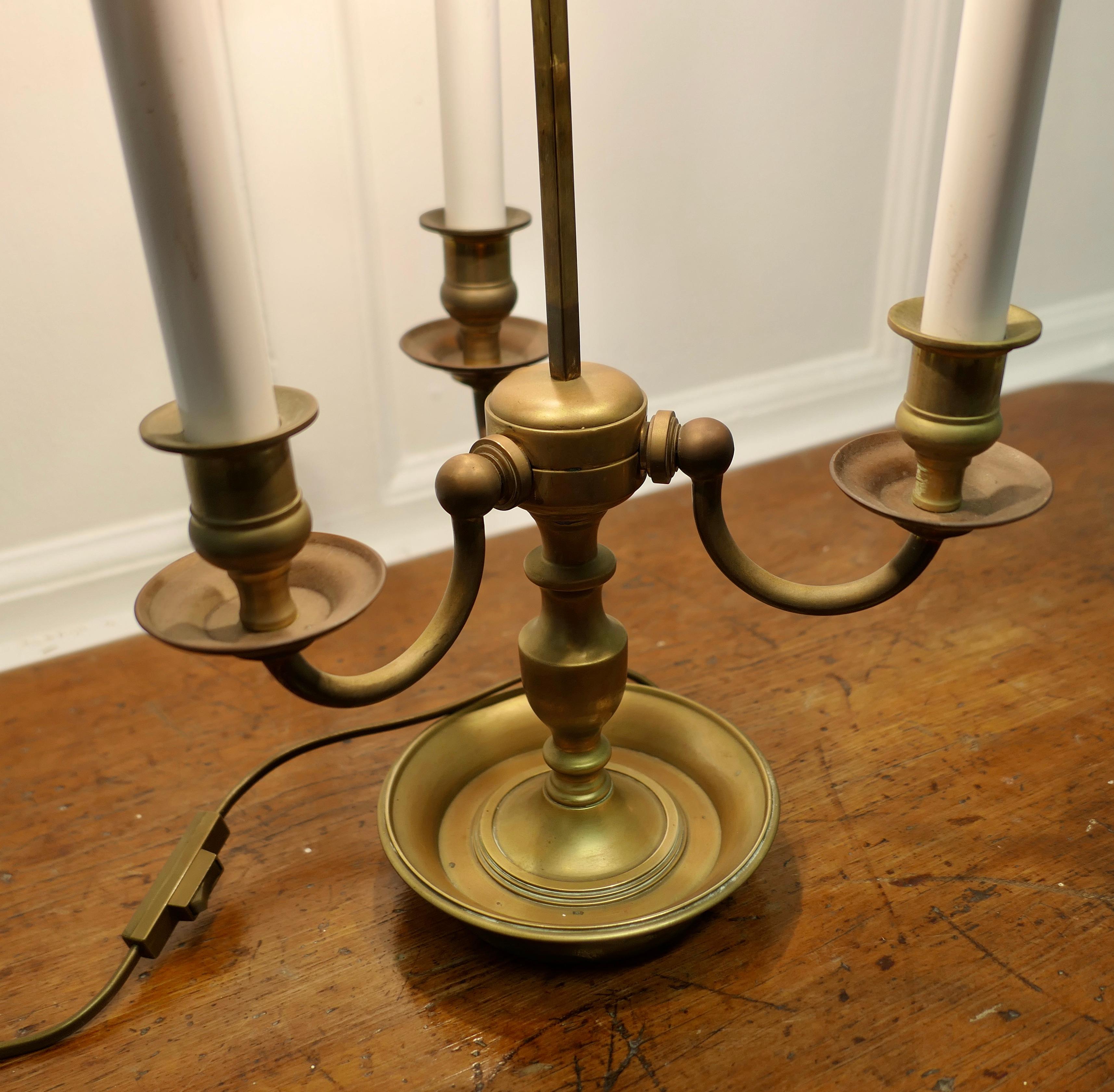 French Painted Toleware and Brass Triple Desk Lamp a Lovely Piece For Sale 2