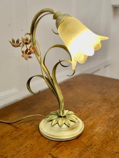 French Painted Toleware Conservatory  Table Lamp