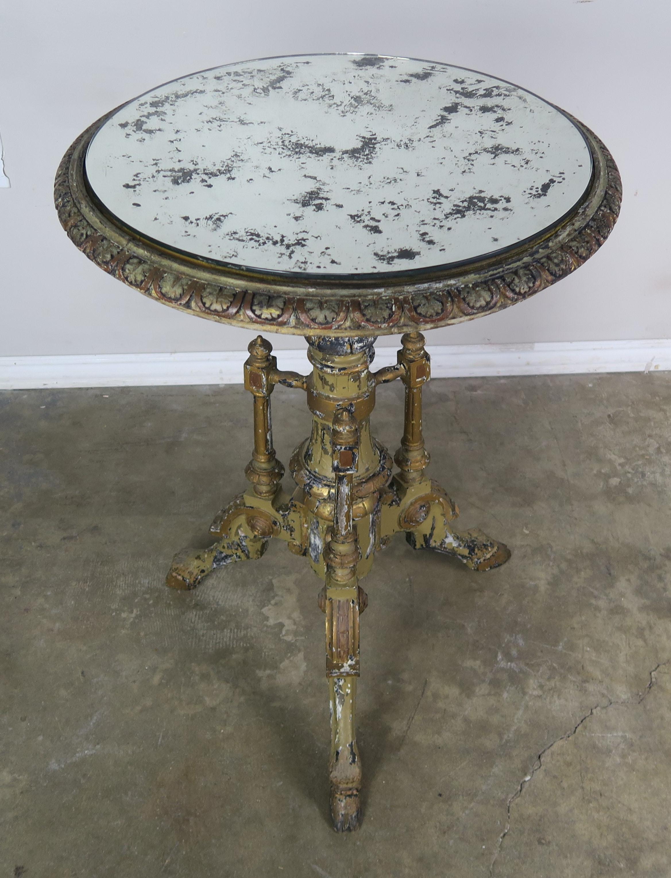 French Painted Tripod Table with Mirrored Top 5