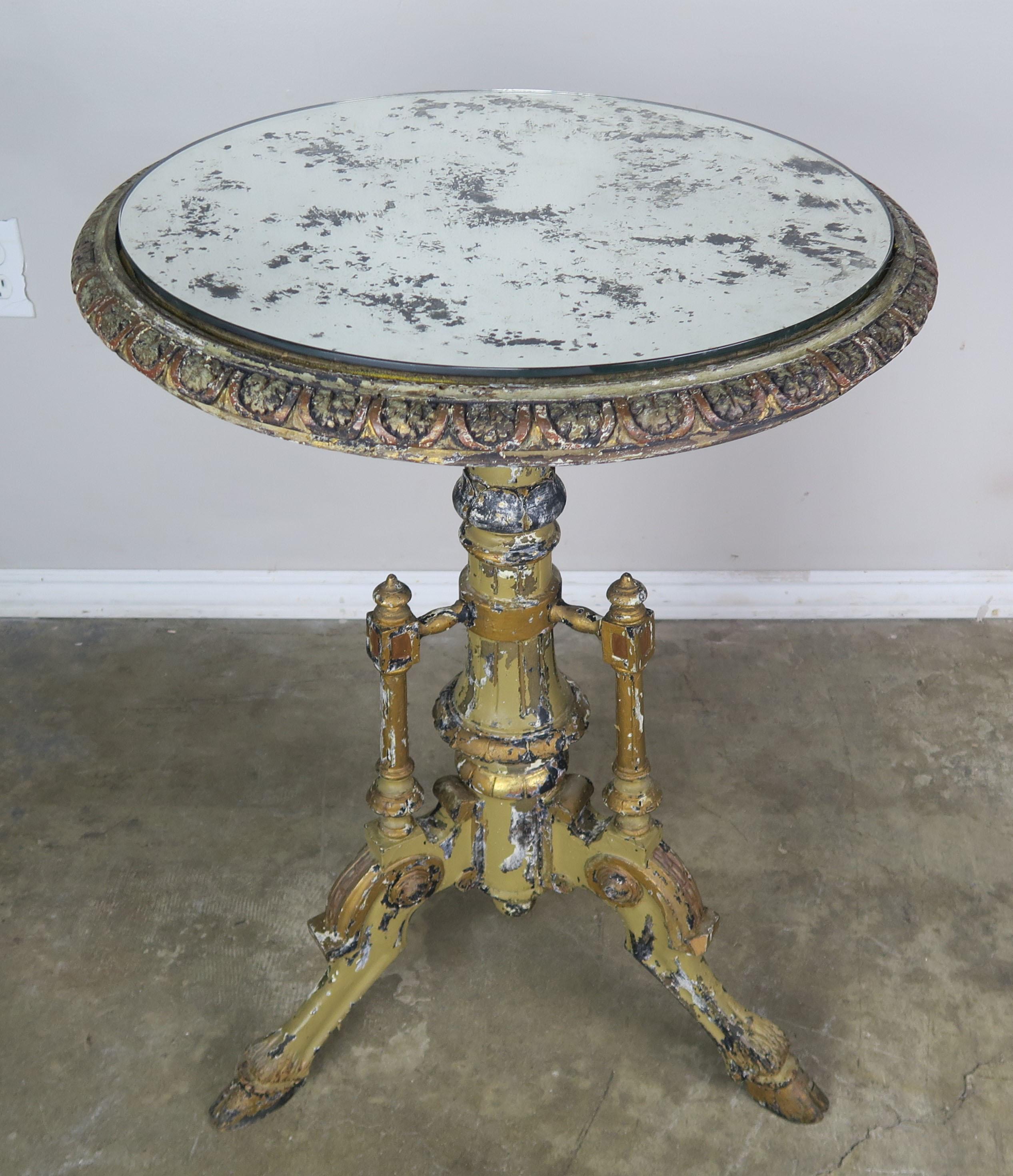 French Painted Tripod Table with Mirrored Top 6