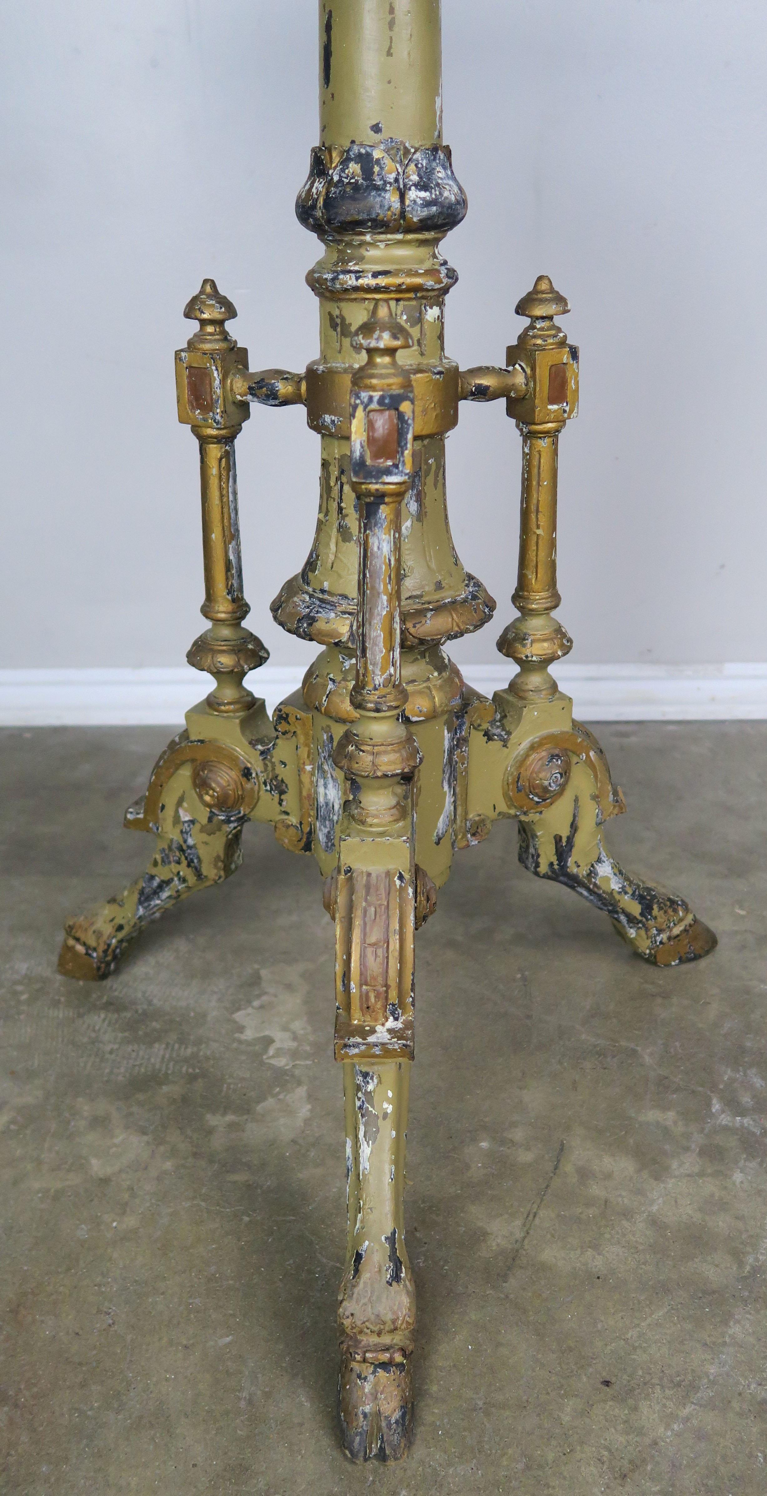 French Painted Tripod Table with Mirrored Top 4