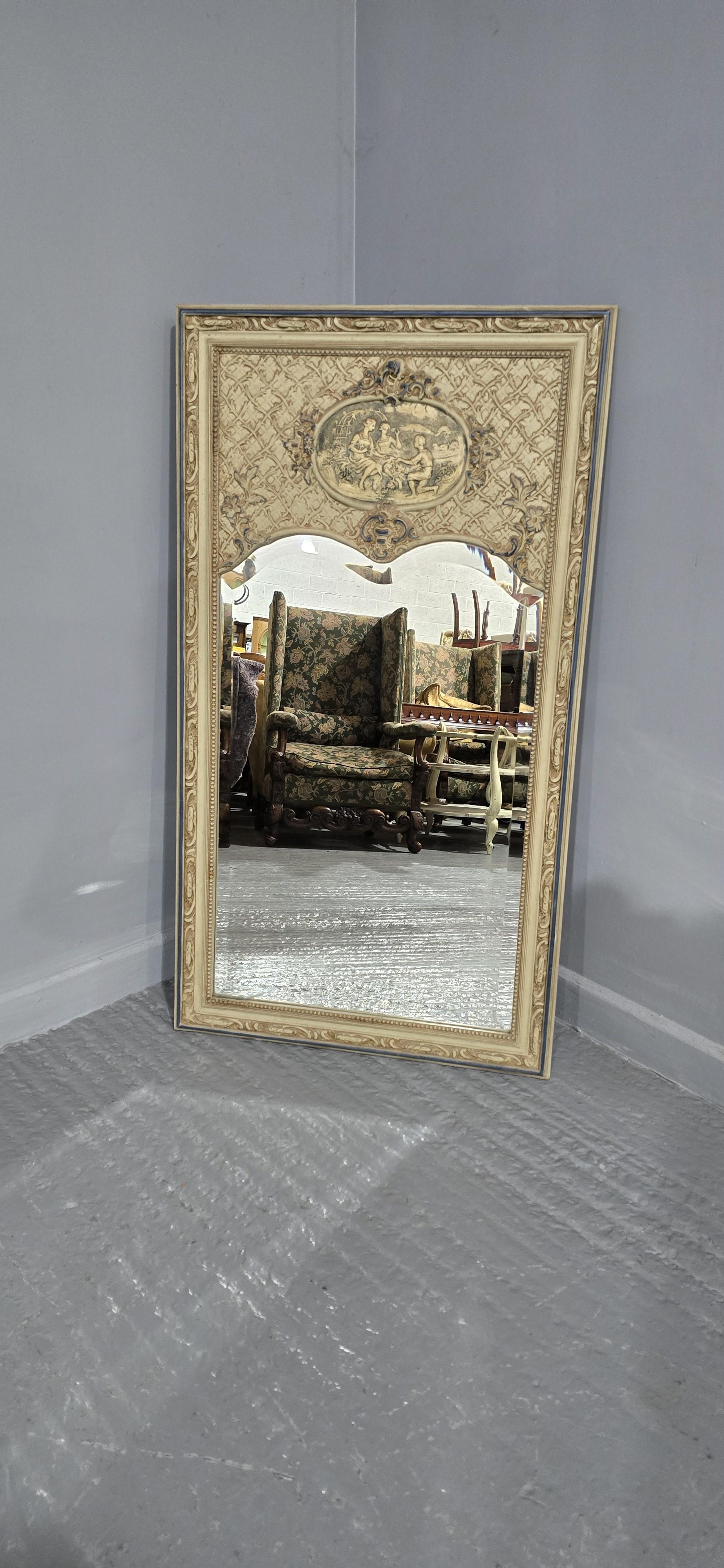 French Painted Trumeau Mirror In Good Condition For Sale In Swadlincote, GB