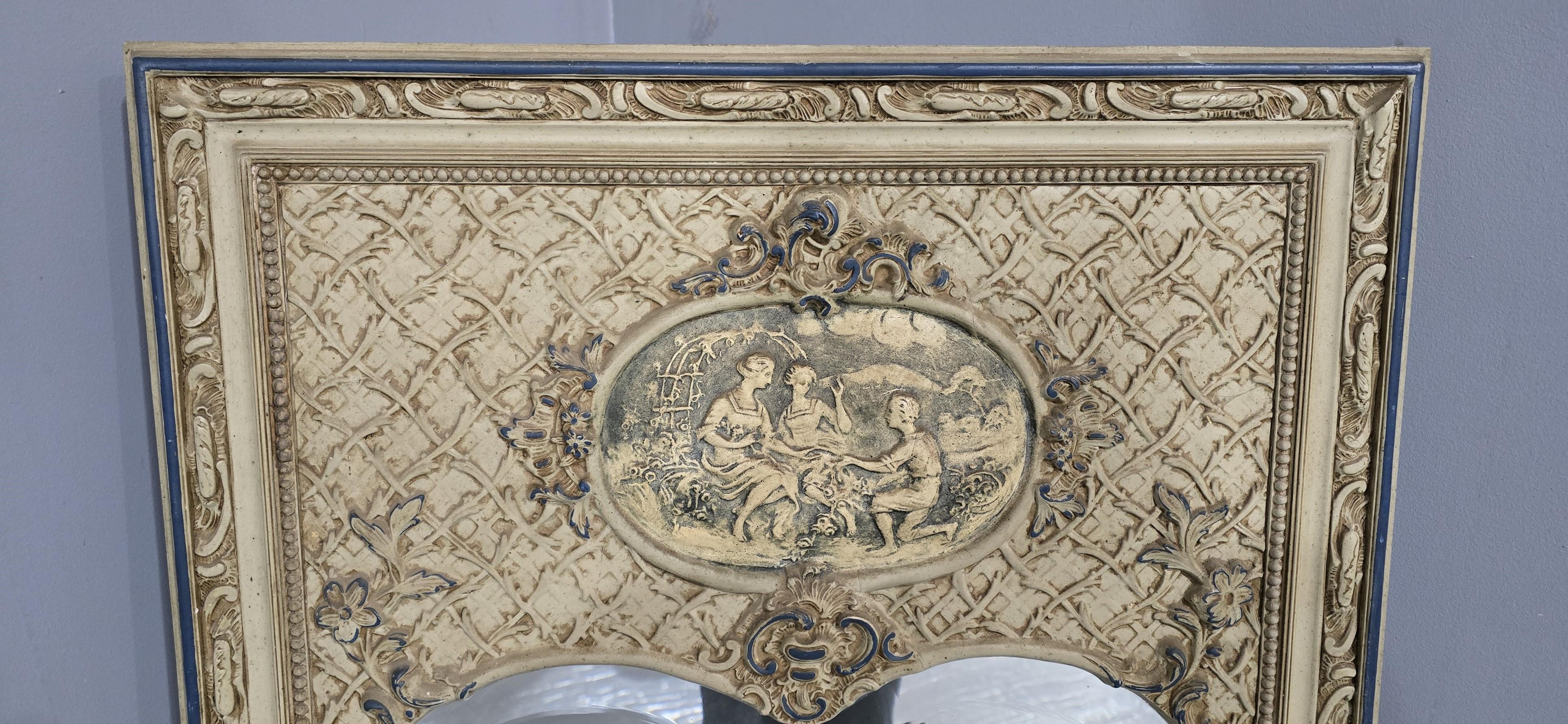 19th Century French Painted Trumeau Mirror For Sale