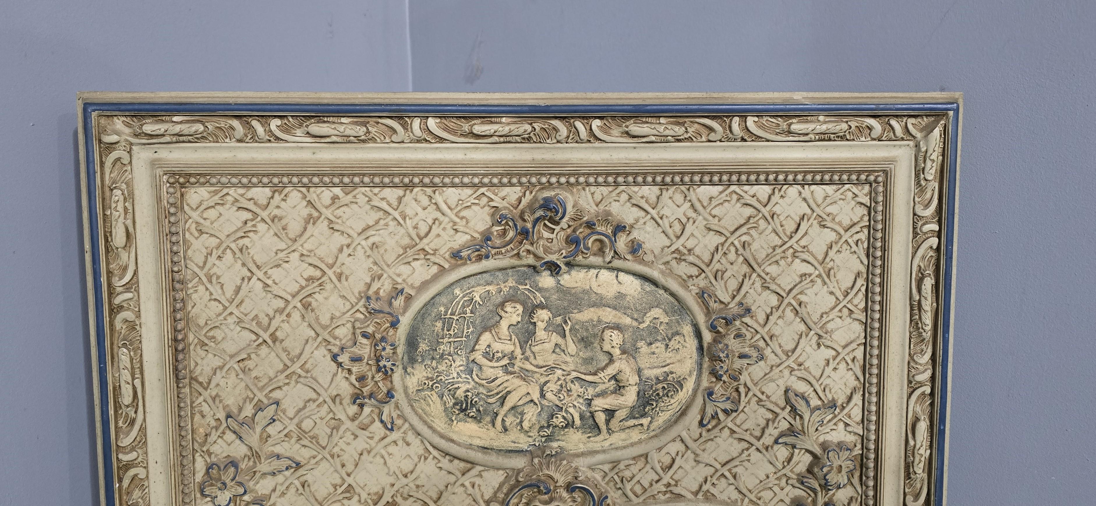 Gesso French Painted Trumeau Mirror For Sale