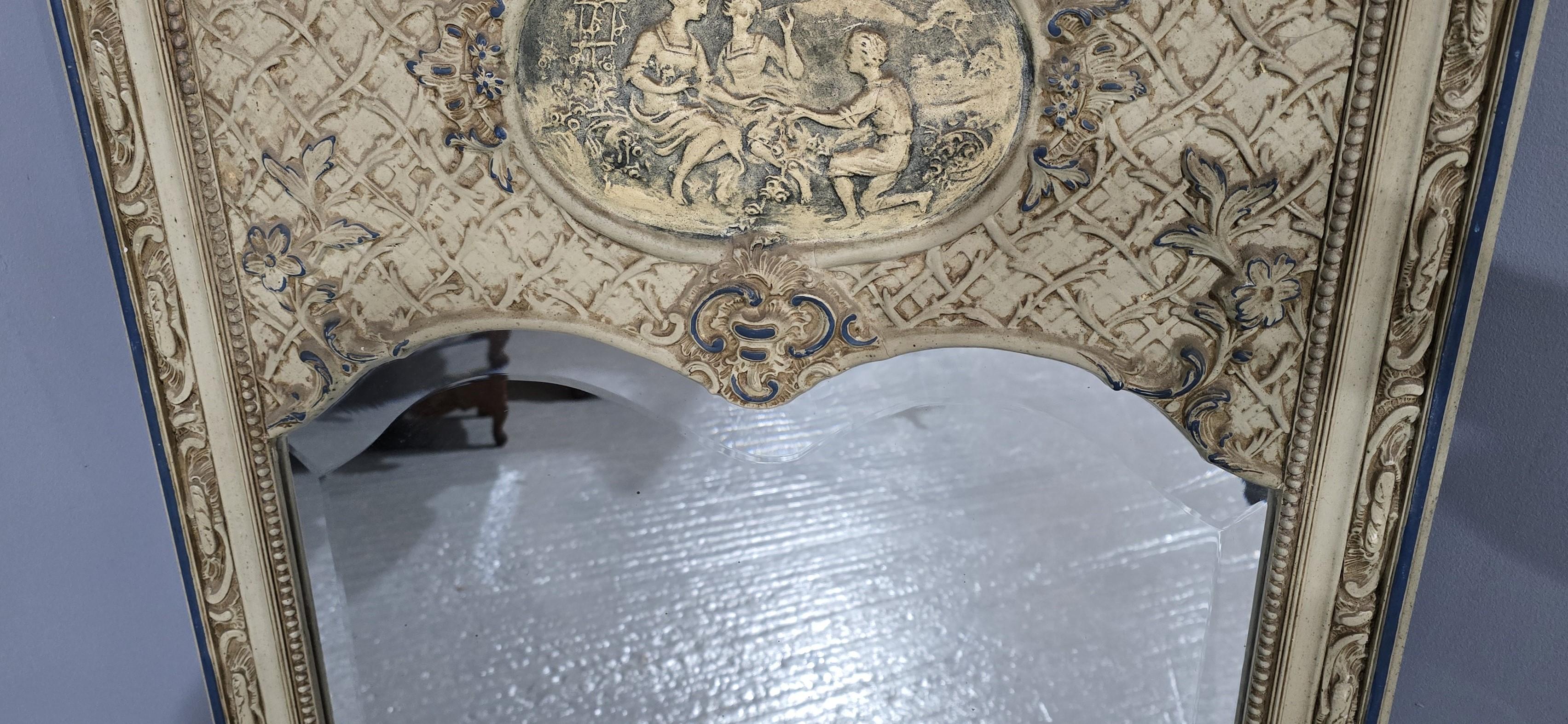 French Painted Trumeau Mirror For Sale 1