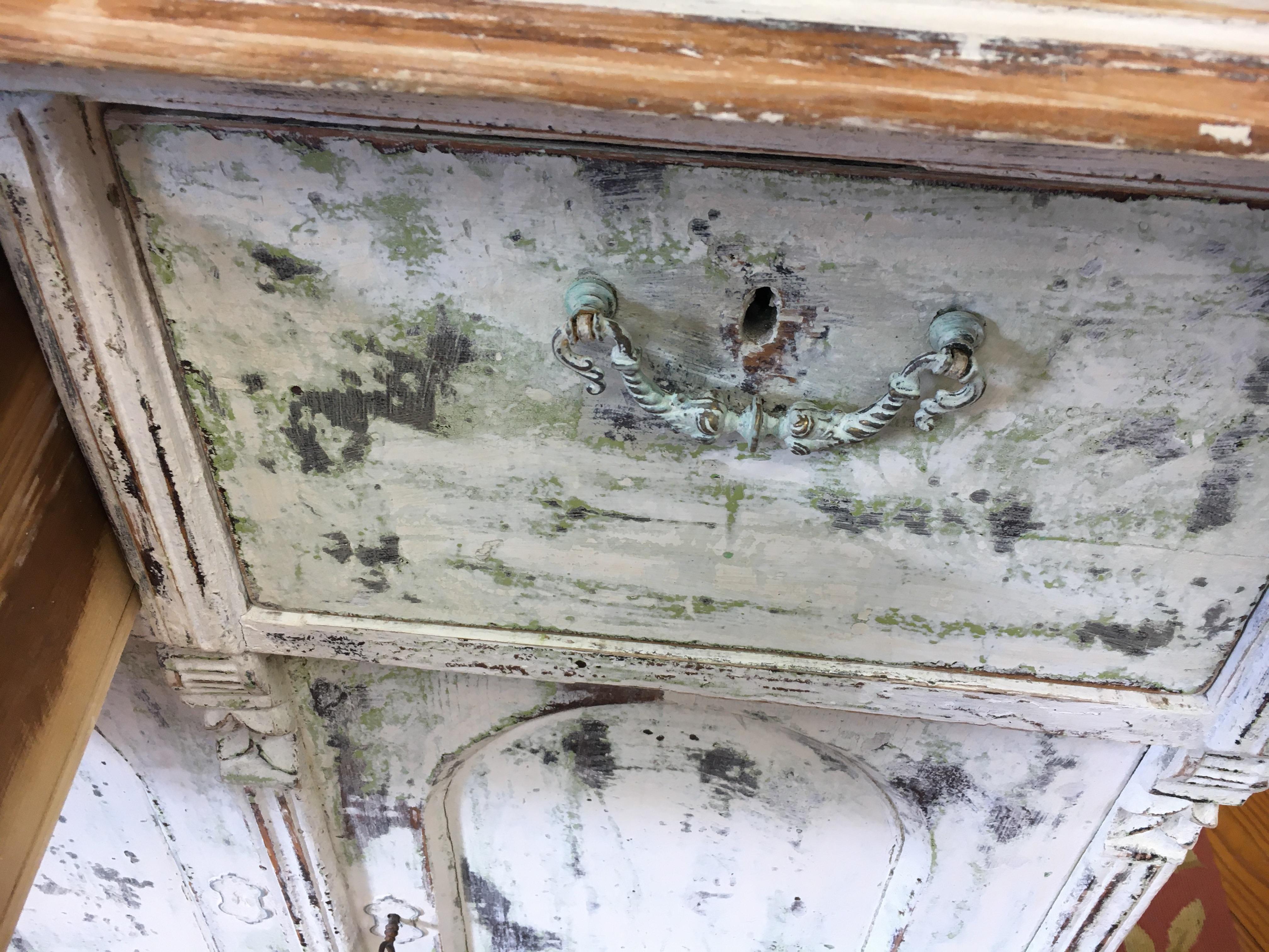 French Painted Two-Drawer, Two-Door Base In Good Condition In Sheffield, MA