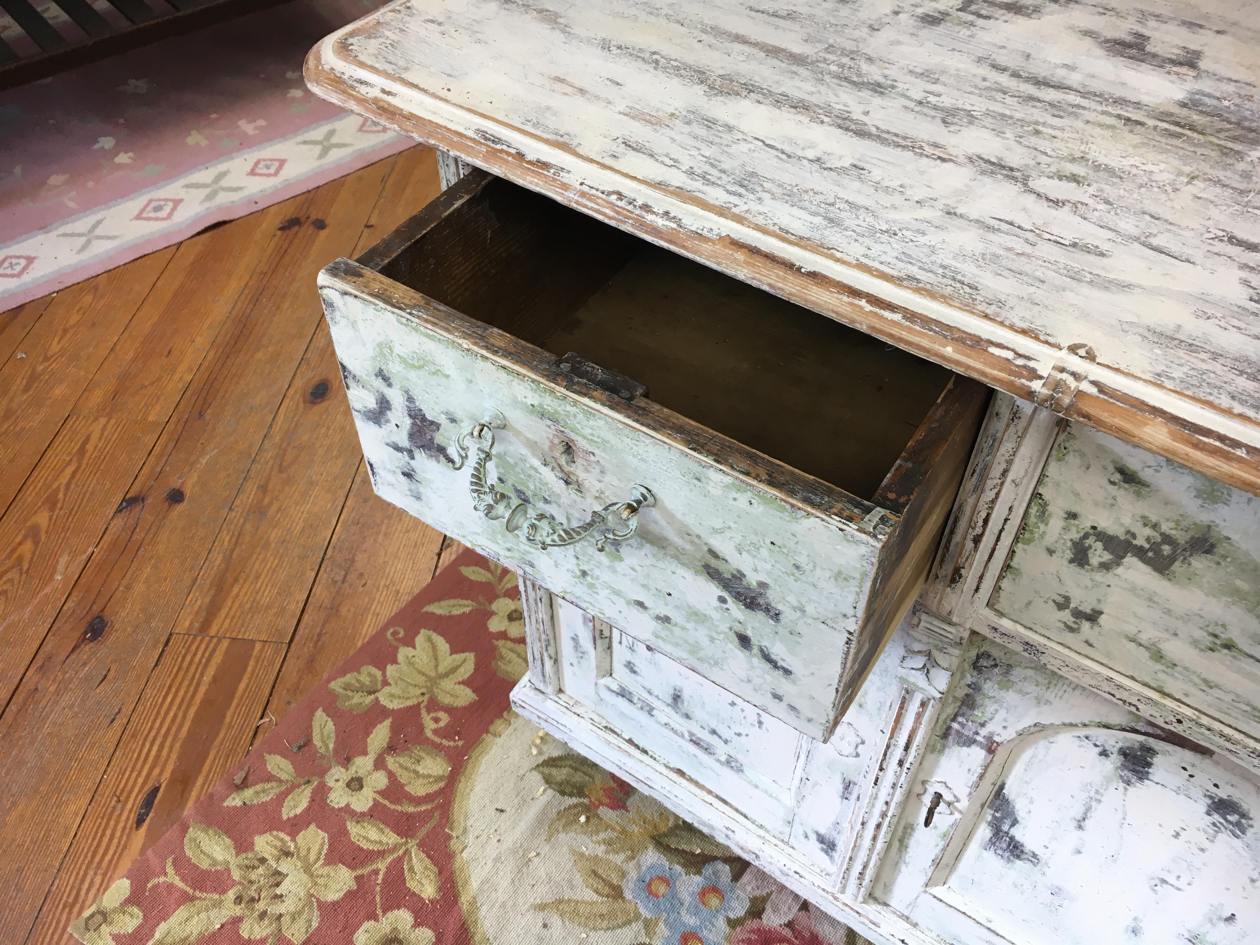 Late 19th Century French Painted Two-Drawer, Two-Door Base