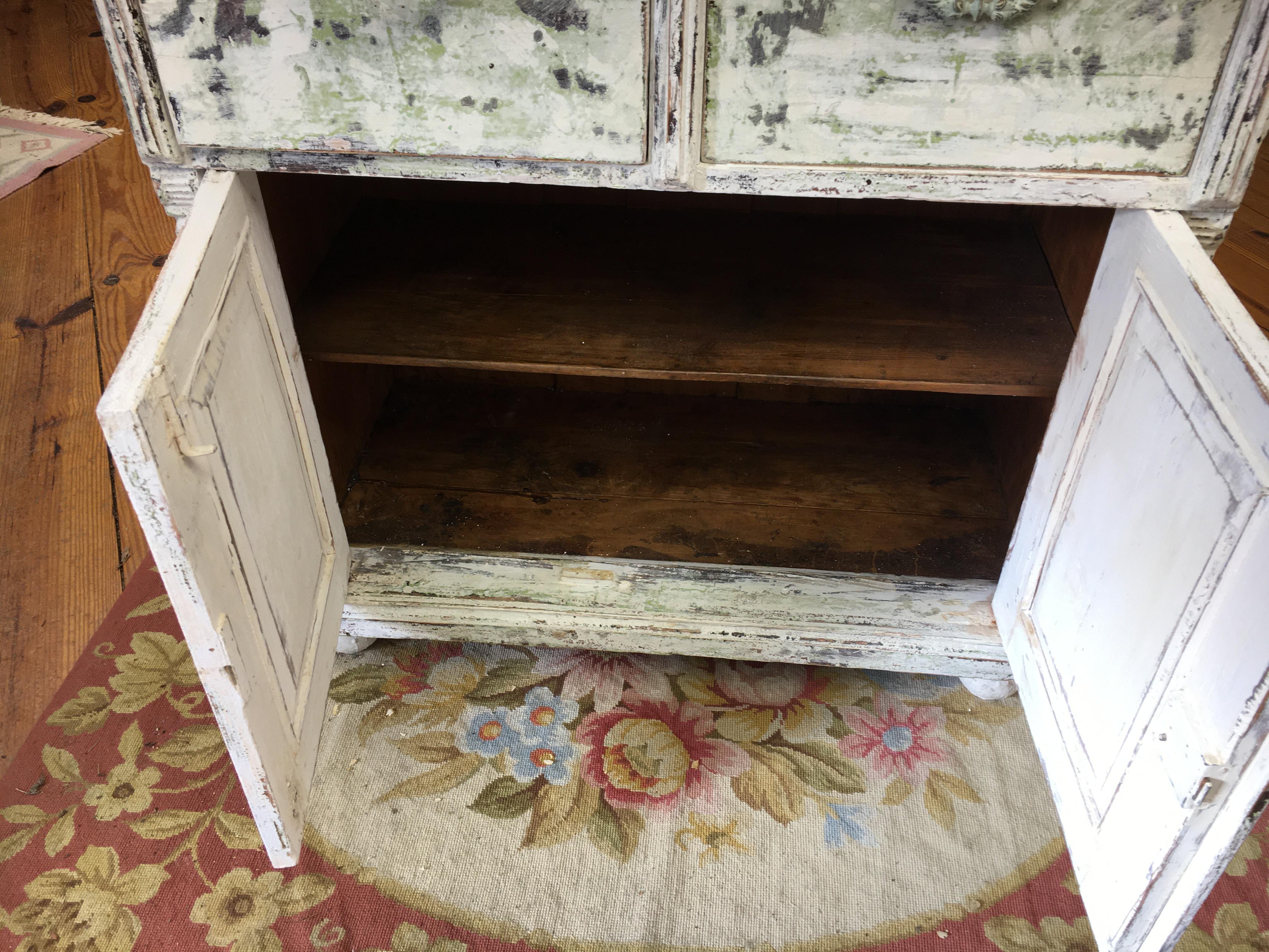 Wood French Painted Two-Drawer, Two-Door Base