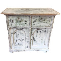 Antique French Painted Two-Drawer, Two-Door Base