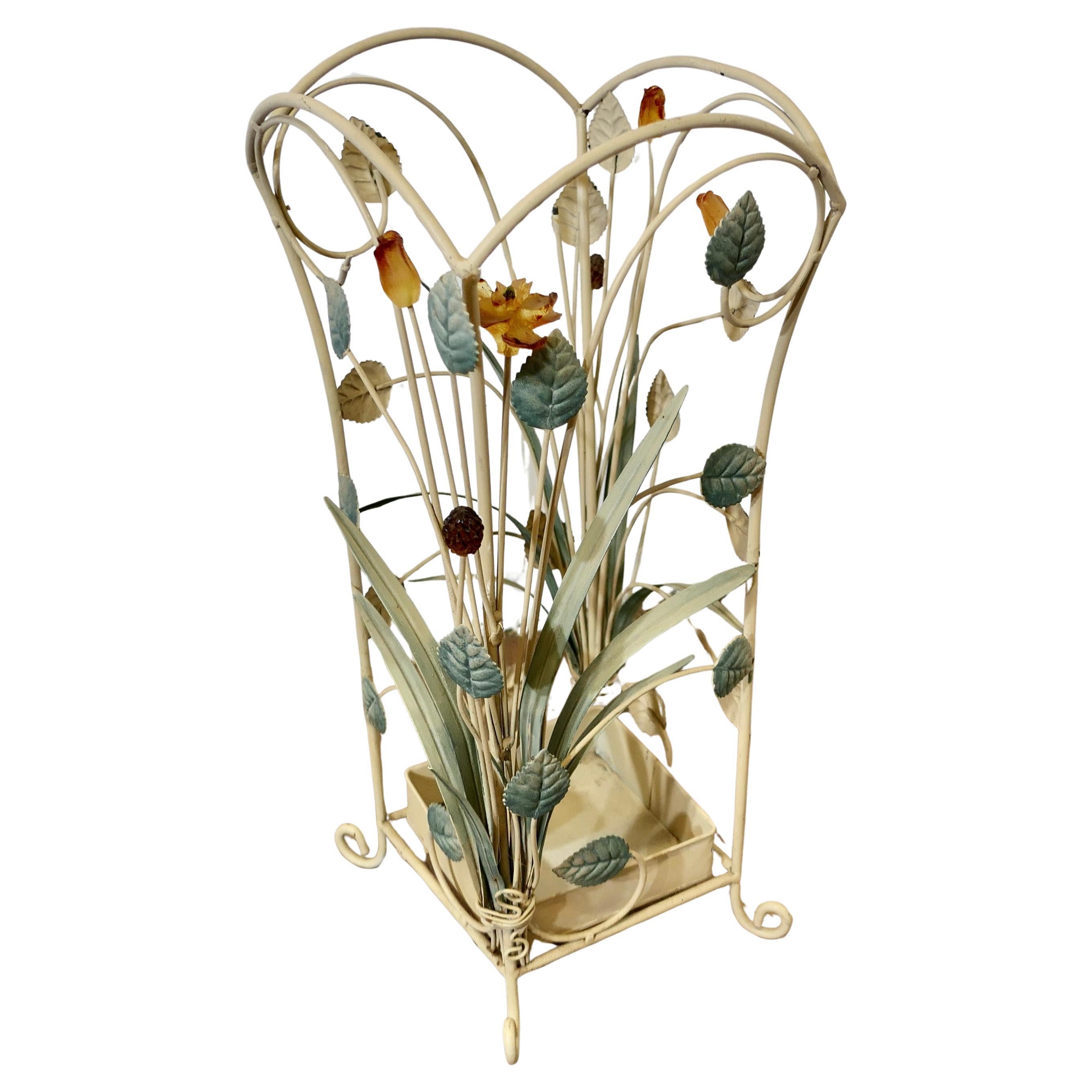 French Painted Wire Work Umbrella Stand A lovely little piece of wirework For Sale