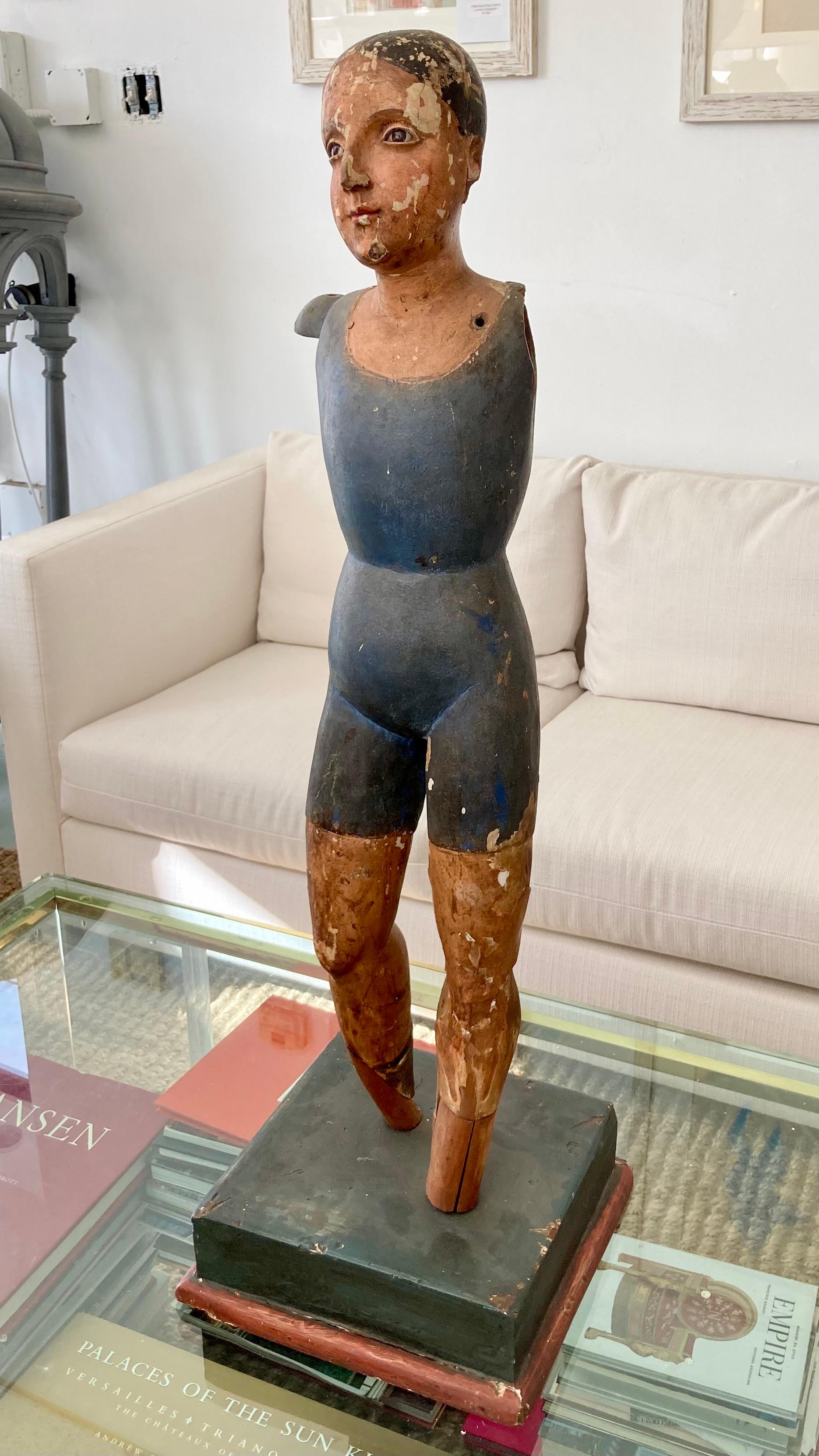 French Painted Wood 19th Century Mannequin For Sale 1