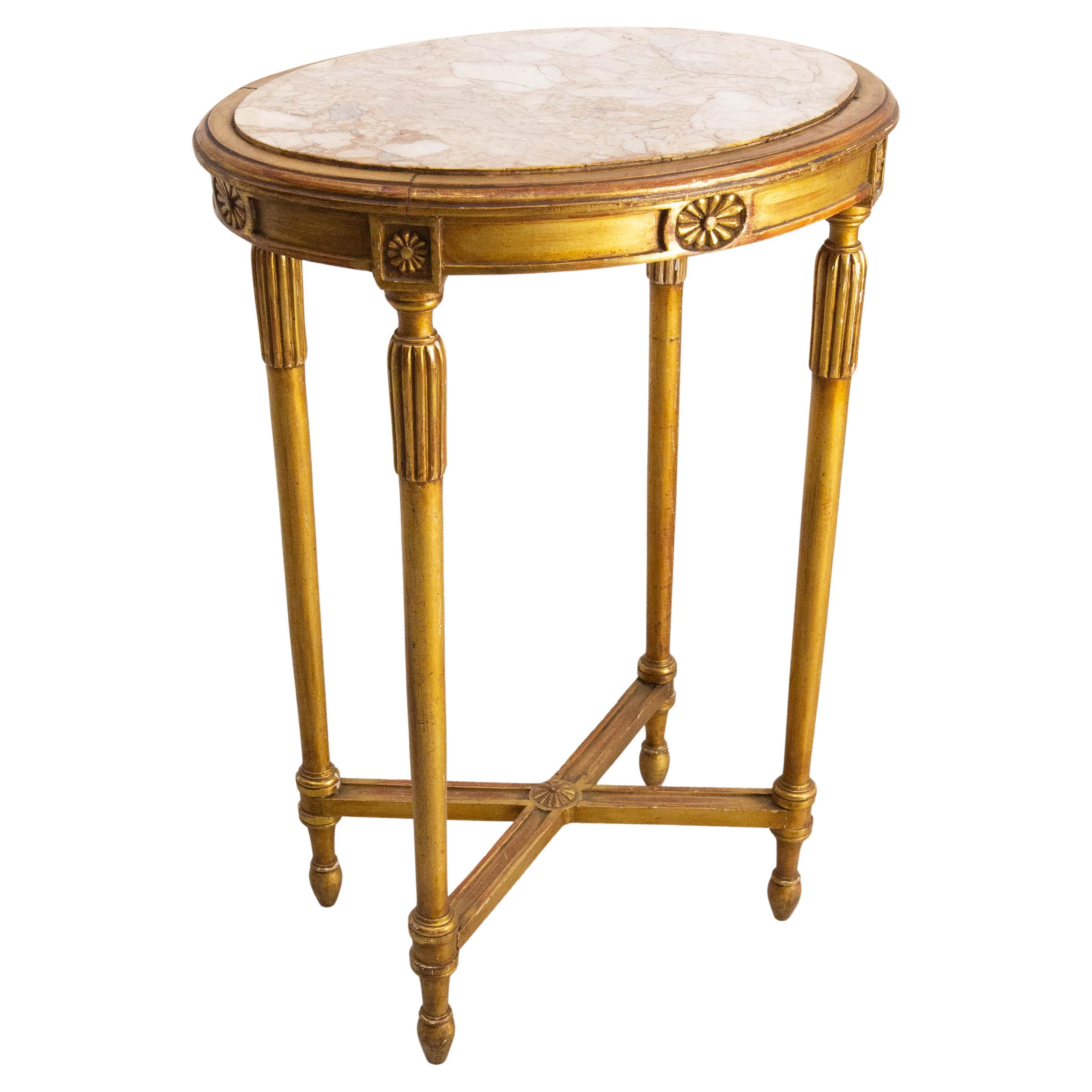 Sellette en bois peint et marbre de style Louis XVI circa 1960 en vente