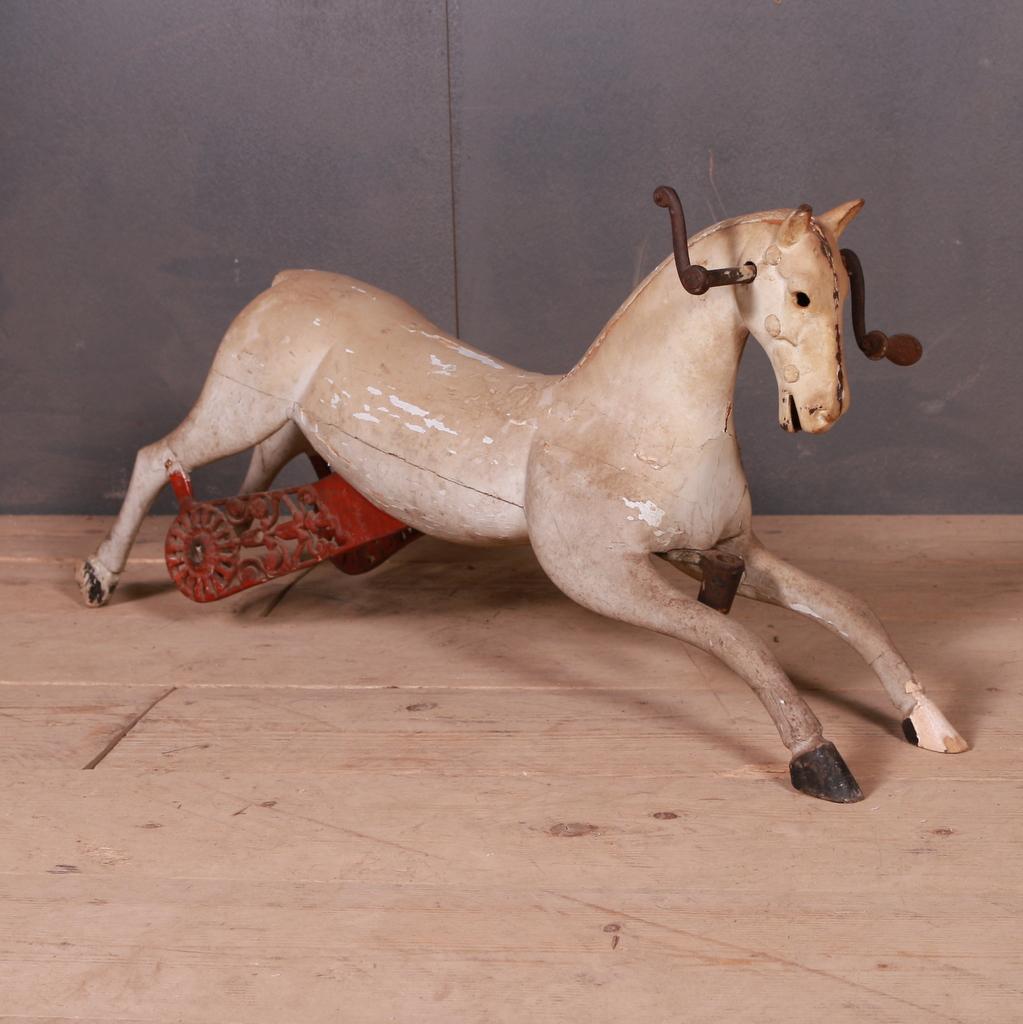 19th Century French Painted Wooden Horse For Sale