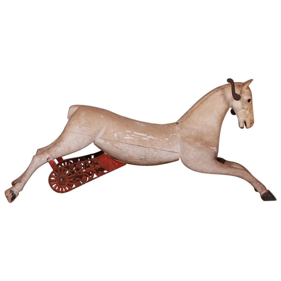 French Painted Wooden Horse For Sale