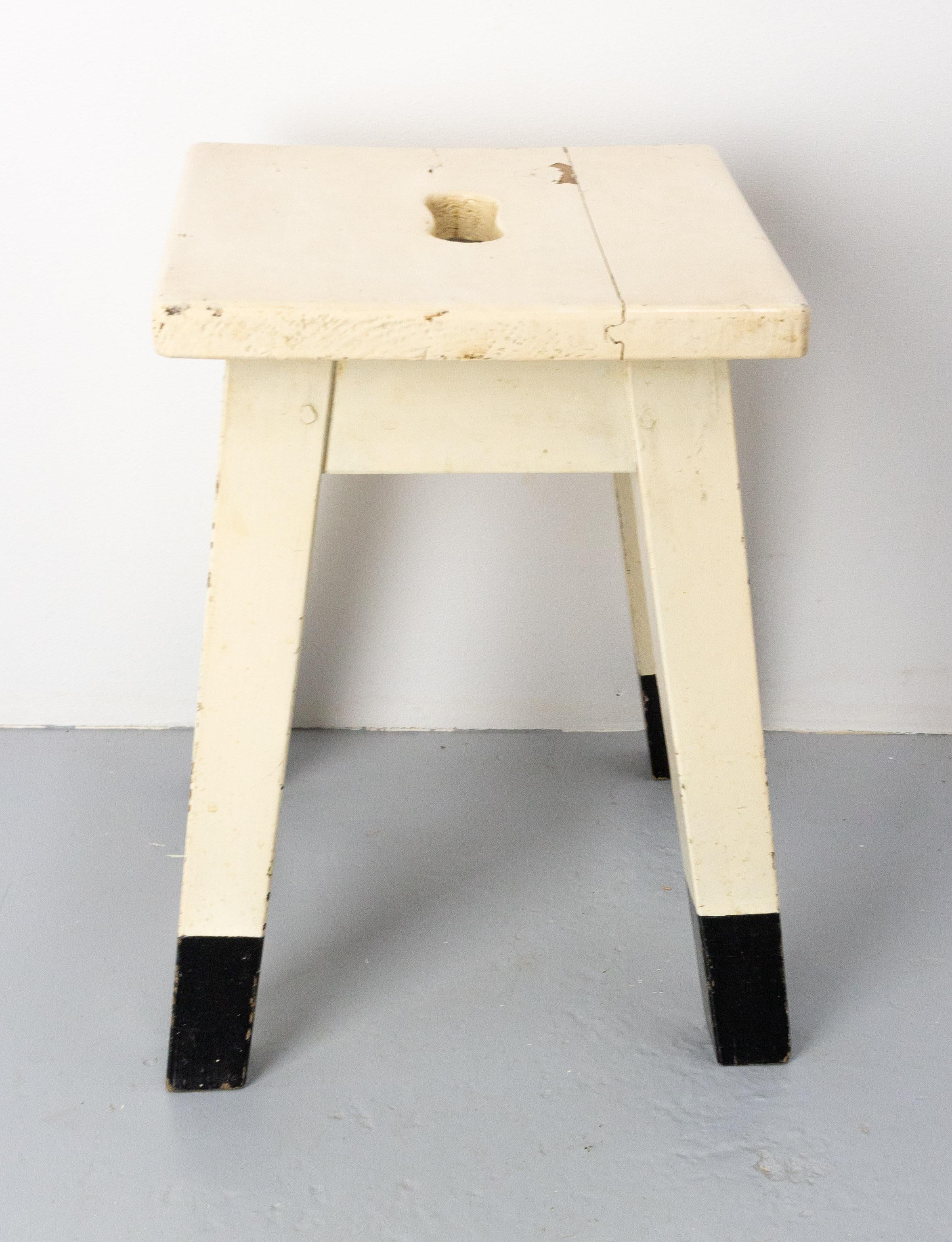 French Painted Wooden Side Stool, circa 1950 For Sale 1