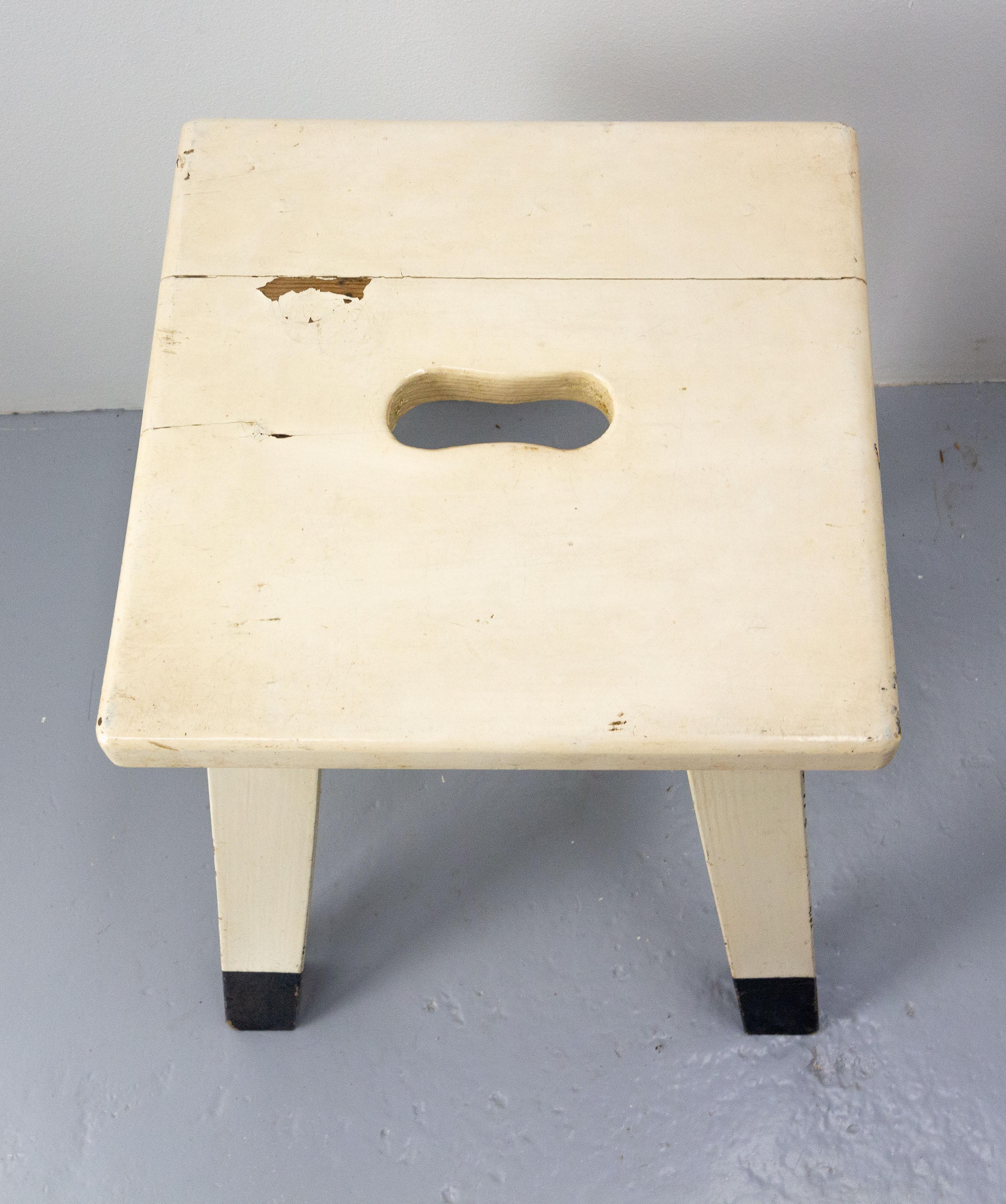 French Painted Wooden Side Stool, circa 1950 For Sale 3