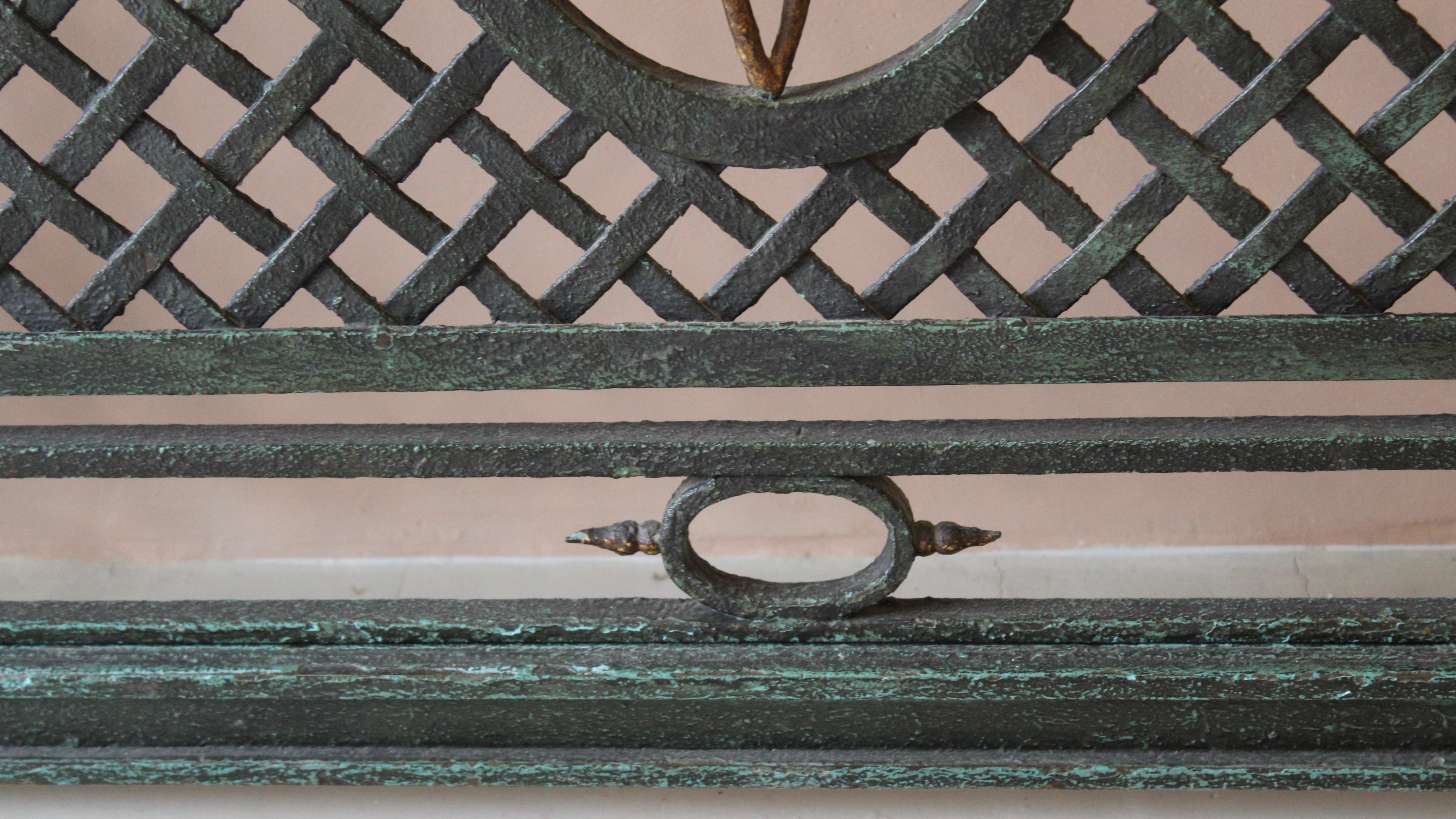 French Painted Wrought Iron and Marble Radiator Cover, circa 1930 3