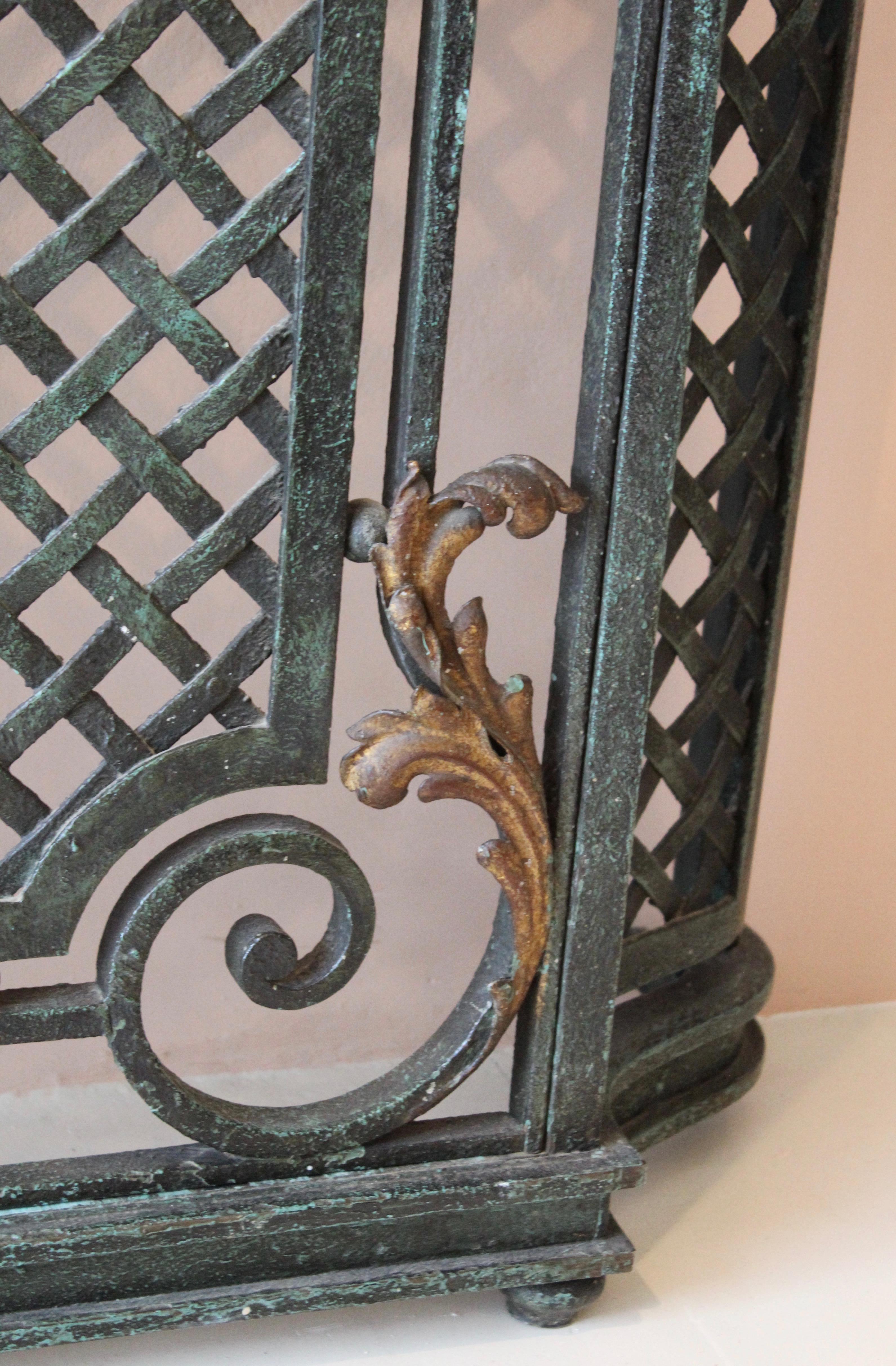 Mid-20th Century French Painted Wrought Iron and Marble Radiator Cover, circa 1930
