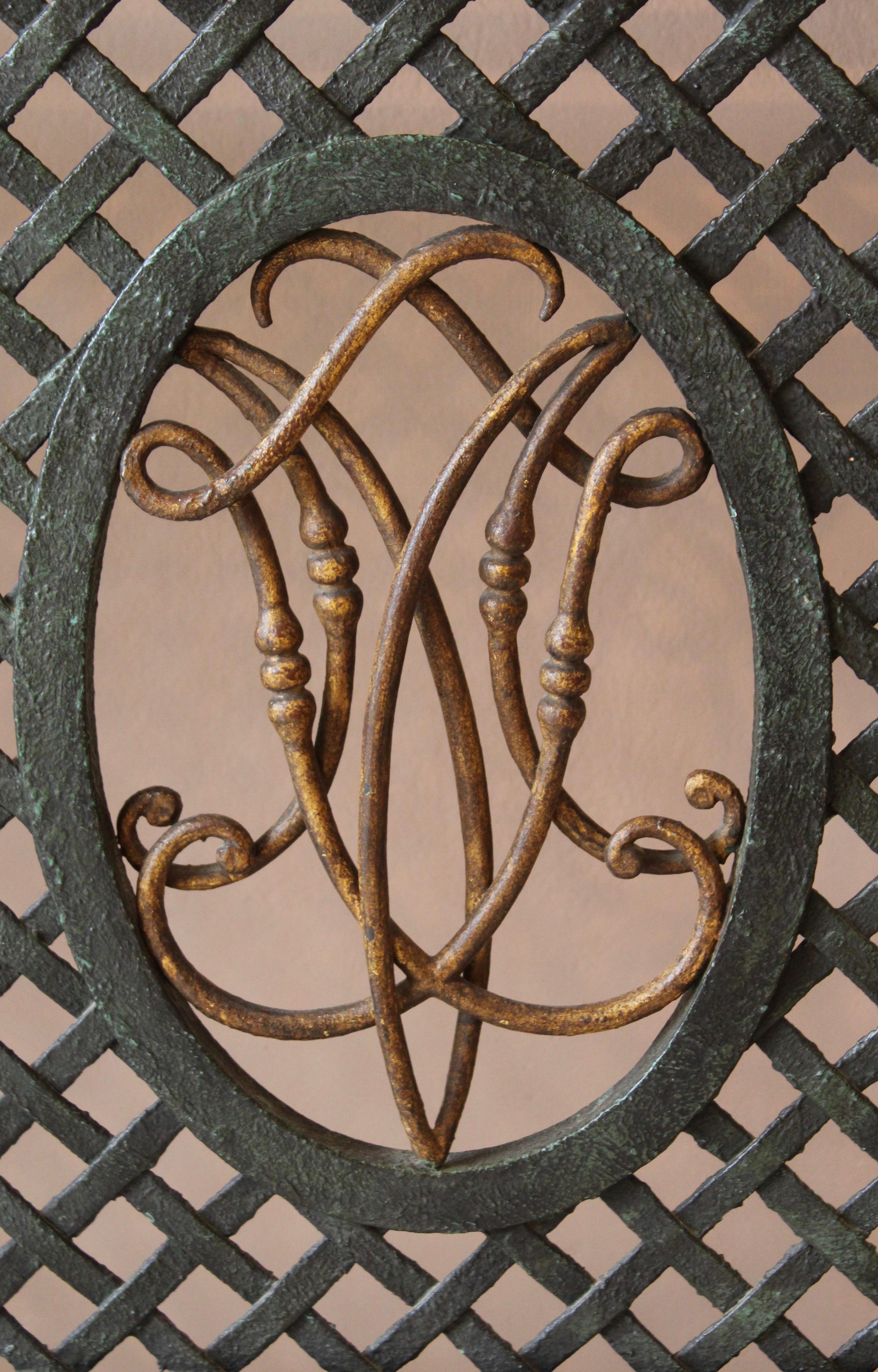 French Painted Wrought Iron and Marble Radiator Cover, circa 1930 1
