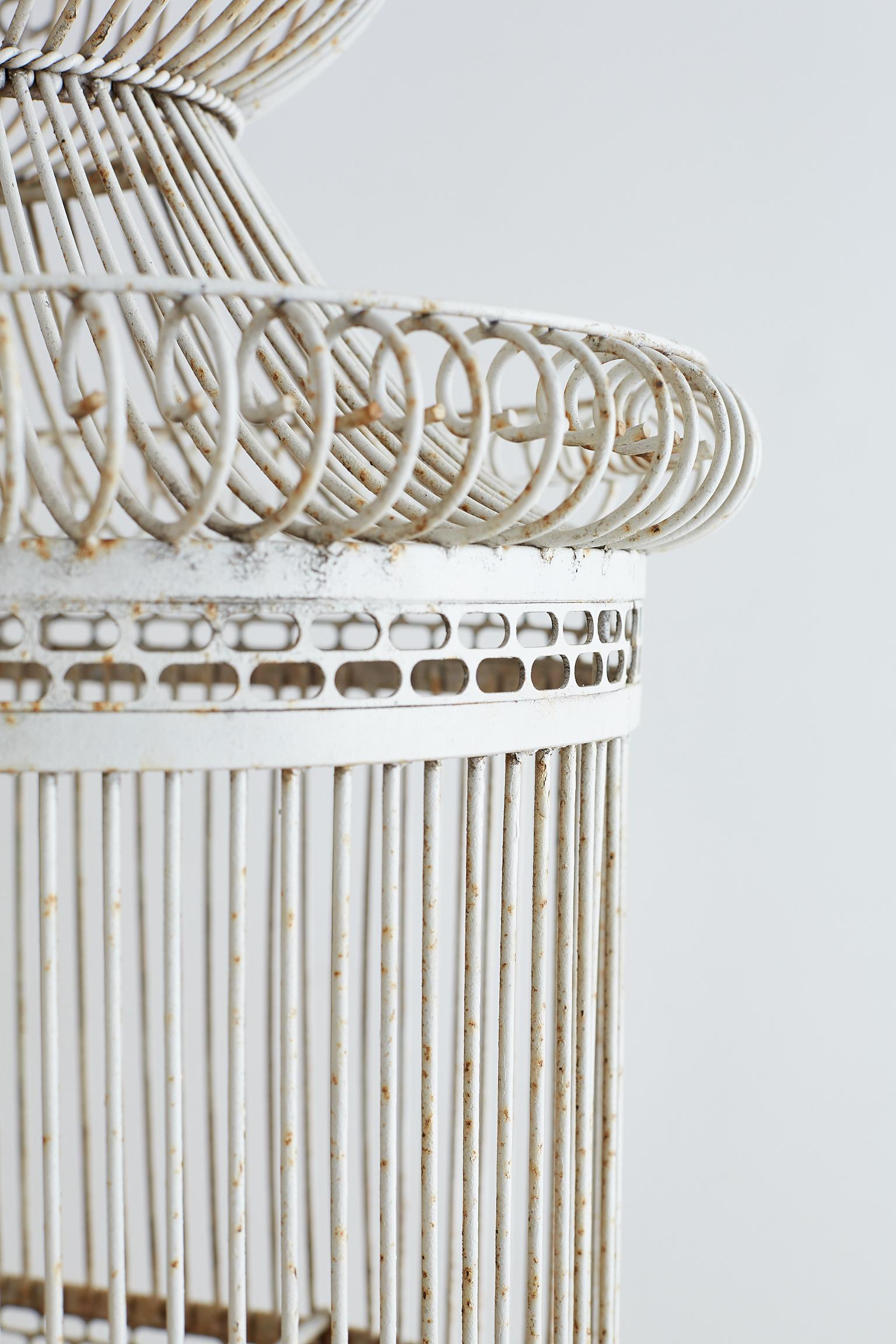 French Painted Wrought Iron Bird Cage on Stand 13