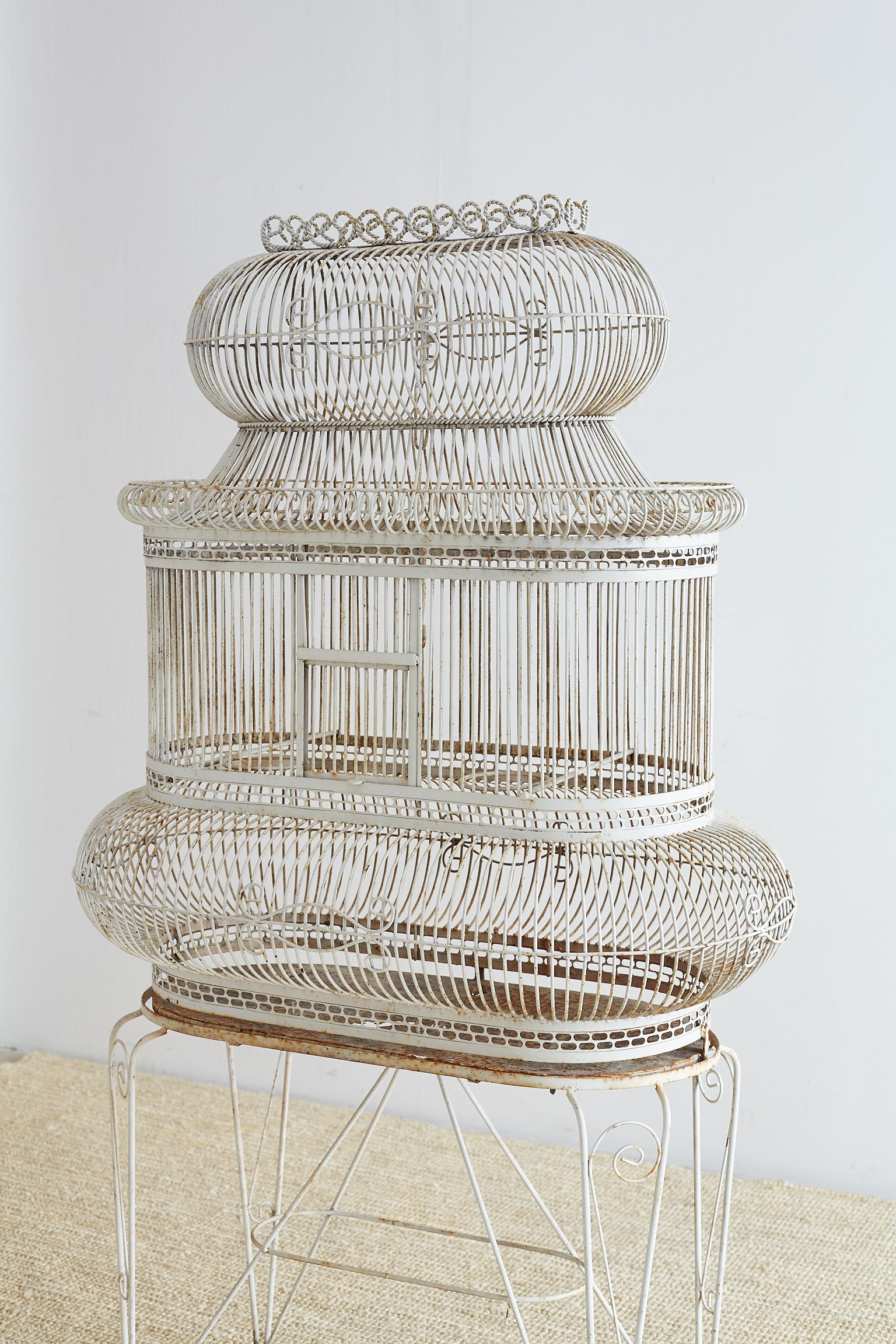 antique wrought iron bird cage