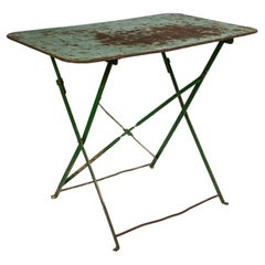 French Painted Wrought Iron Folding Garden Table, circa 1920's
