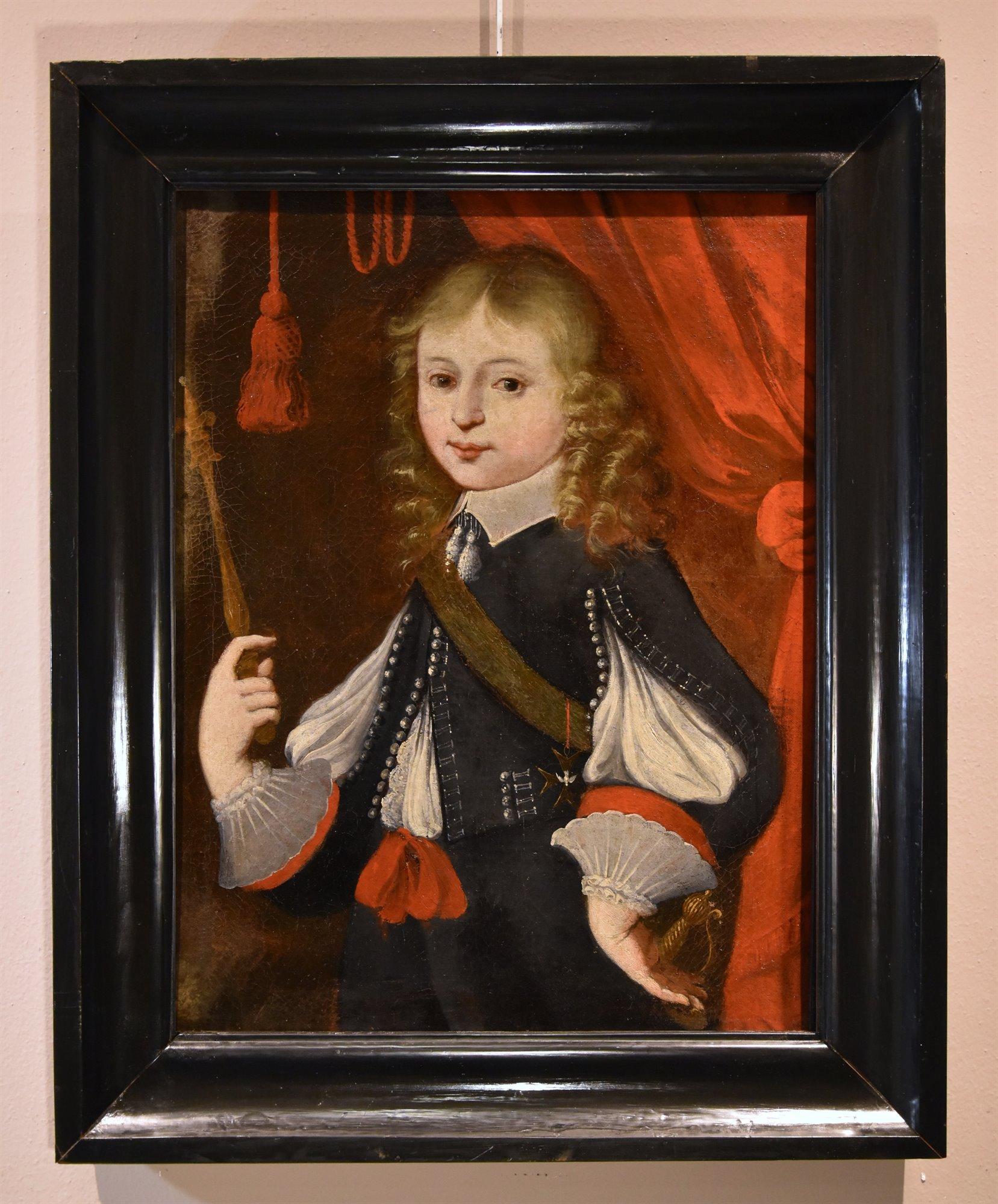 Portrait Louis XIV Enfant Roi 17/18ème Siècle Peinture Huile sur toile Ecole française - Painting de French Painter 17th/18th Centuries