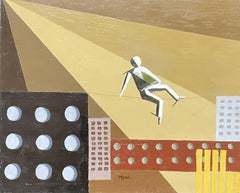 CONTEMPORARY FRENCH CUBIST ABSTRACT - GEOMETRIC COMPOSITION - TIGHTROPE WALKER