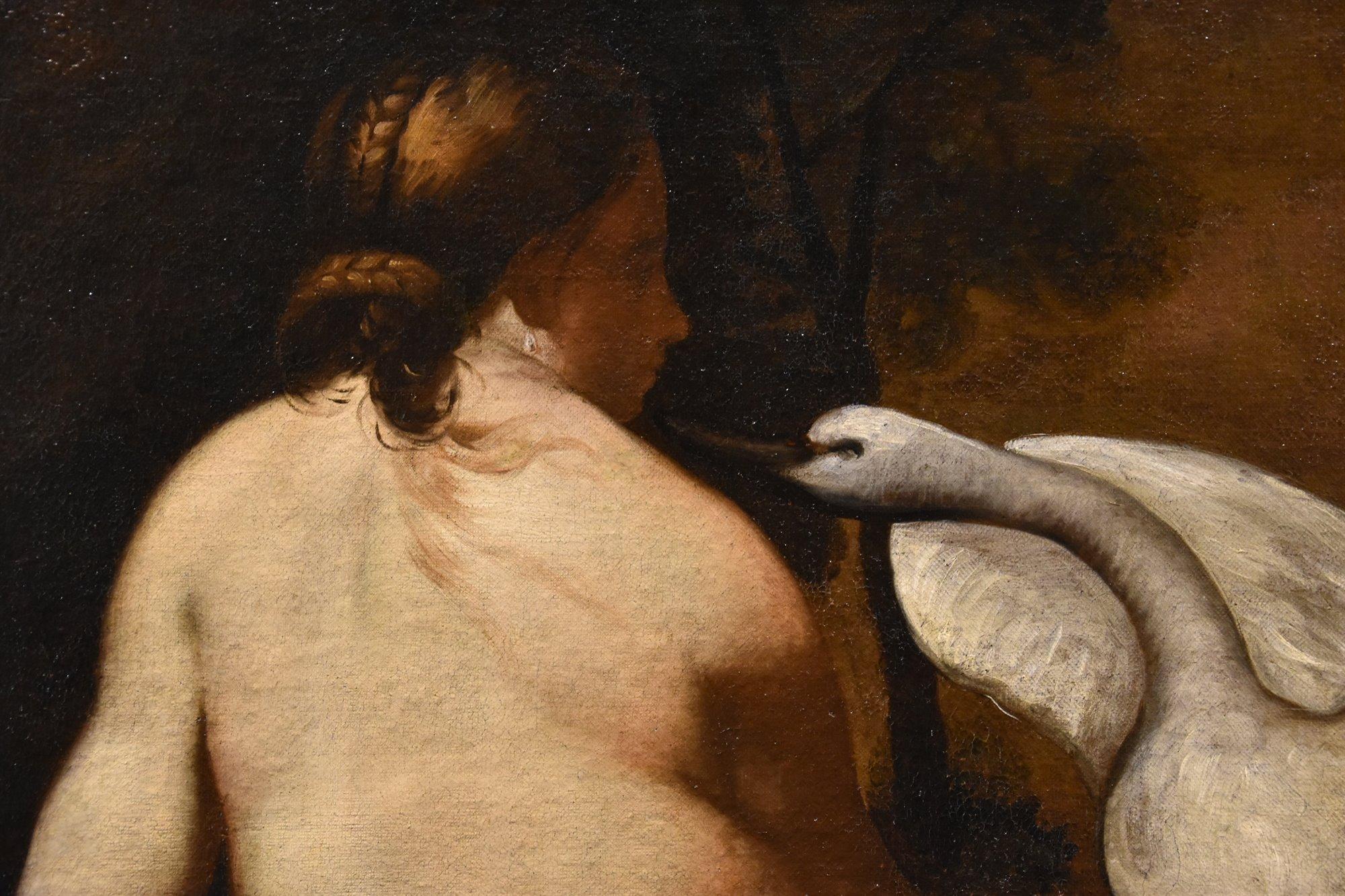 Peintre française Leda Swan mythologique huile sur toile 18ème siècle en vente 6