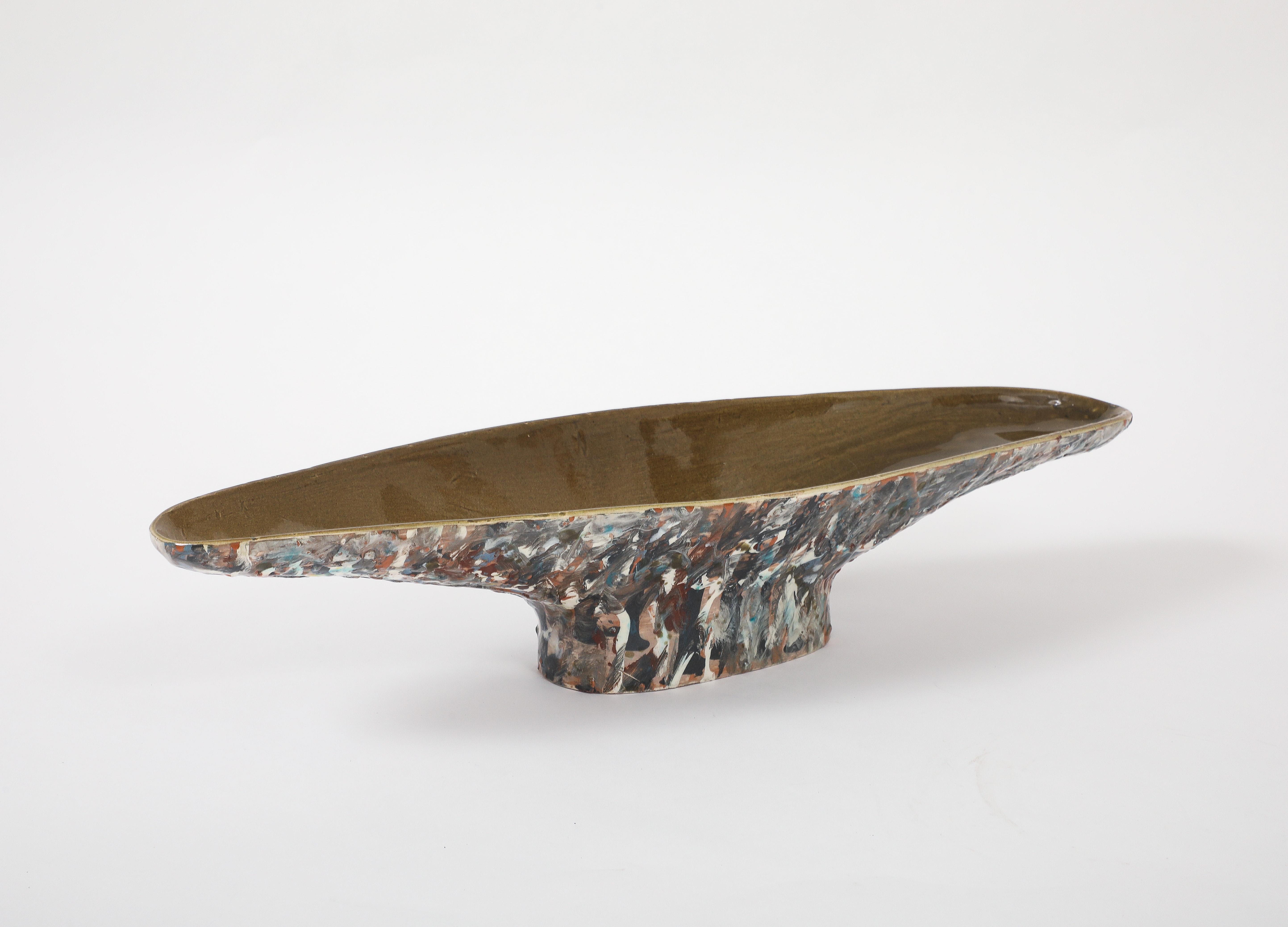 XX secolo Centrotavola francese in ceramica smaltata a colori in vendita