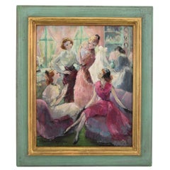 French Painting Jeannette Deseglise Mother Showing Baby to Her Friends, 1950
