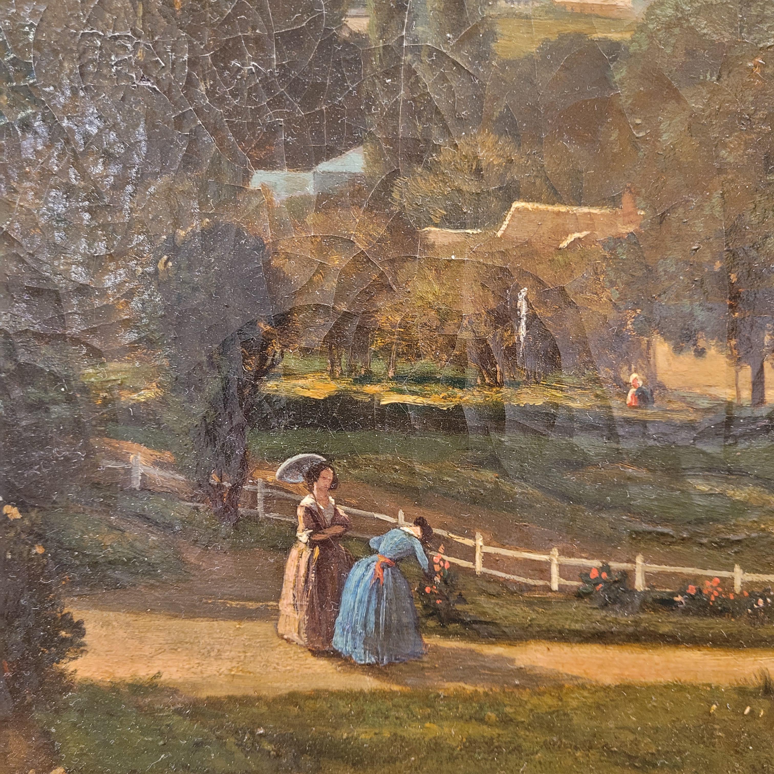 French Painting “Landscape of Asnières-sur-Seine” Narcisse Berchère 3