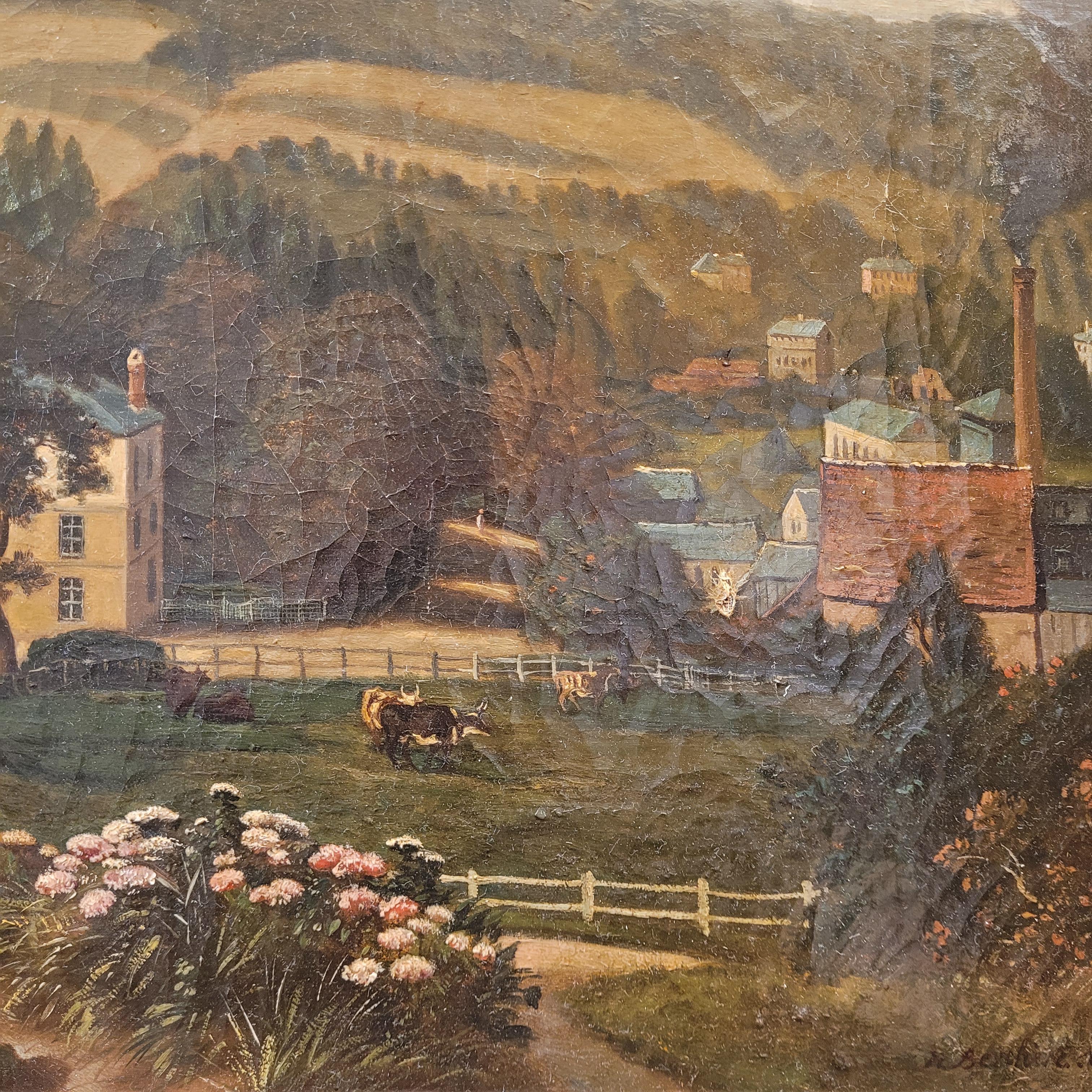 French Painting “Landscape of Asnières-sur-Seine” Narcisse Berchère 2
