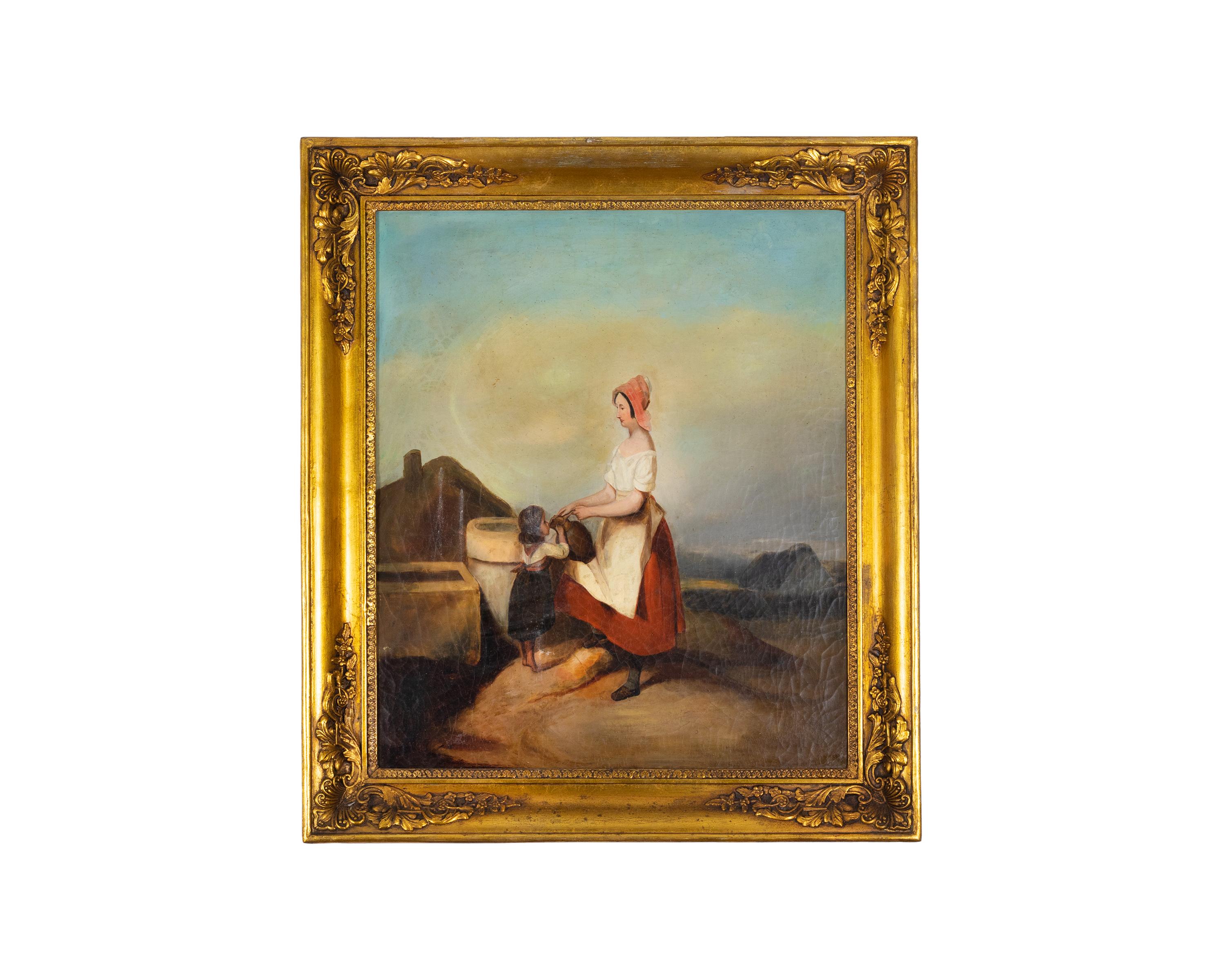 Französisches Gemälde, Mutter und Kind von E. Picart, 19. Jahrhundert im Angebot 2