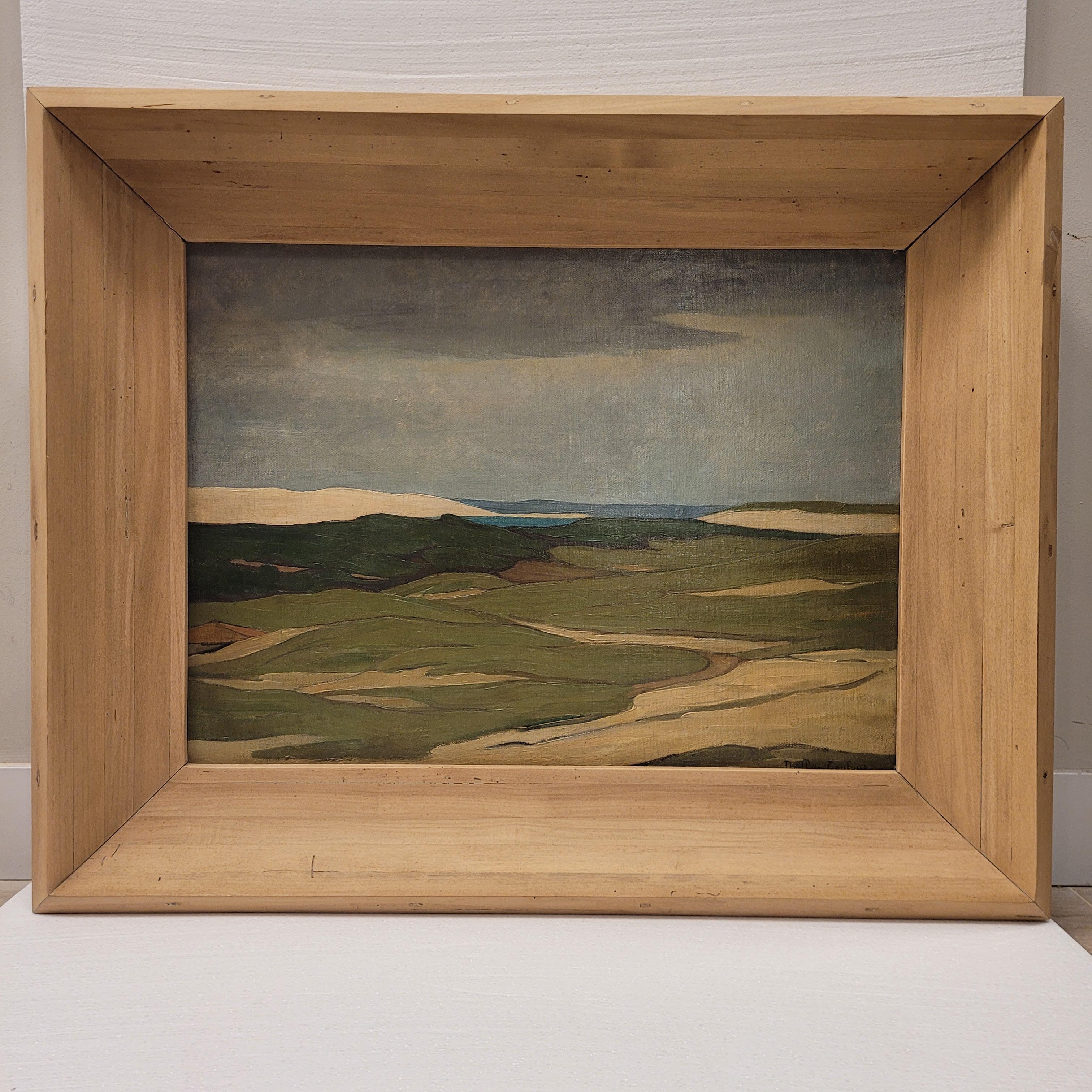 Este  magnífica obra de la artista francesa Madeleine Doillon-Toulouse presenta un paisaje de montaña de estética expresionista. El paisaje expresionista no reproduce fielmente la realidad, sino que se deforma para expresar los sentimientos del