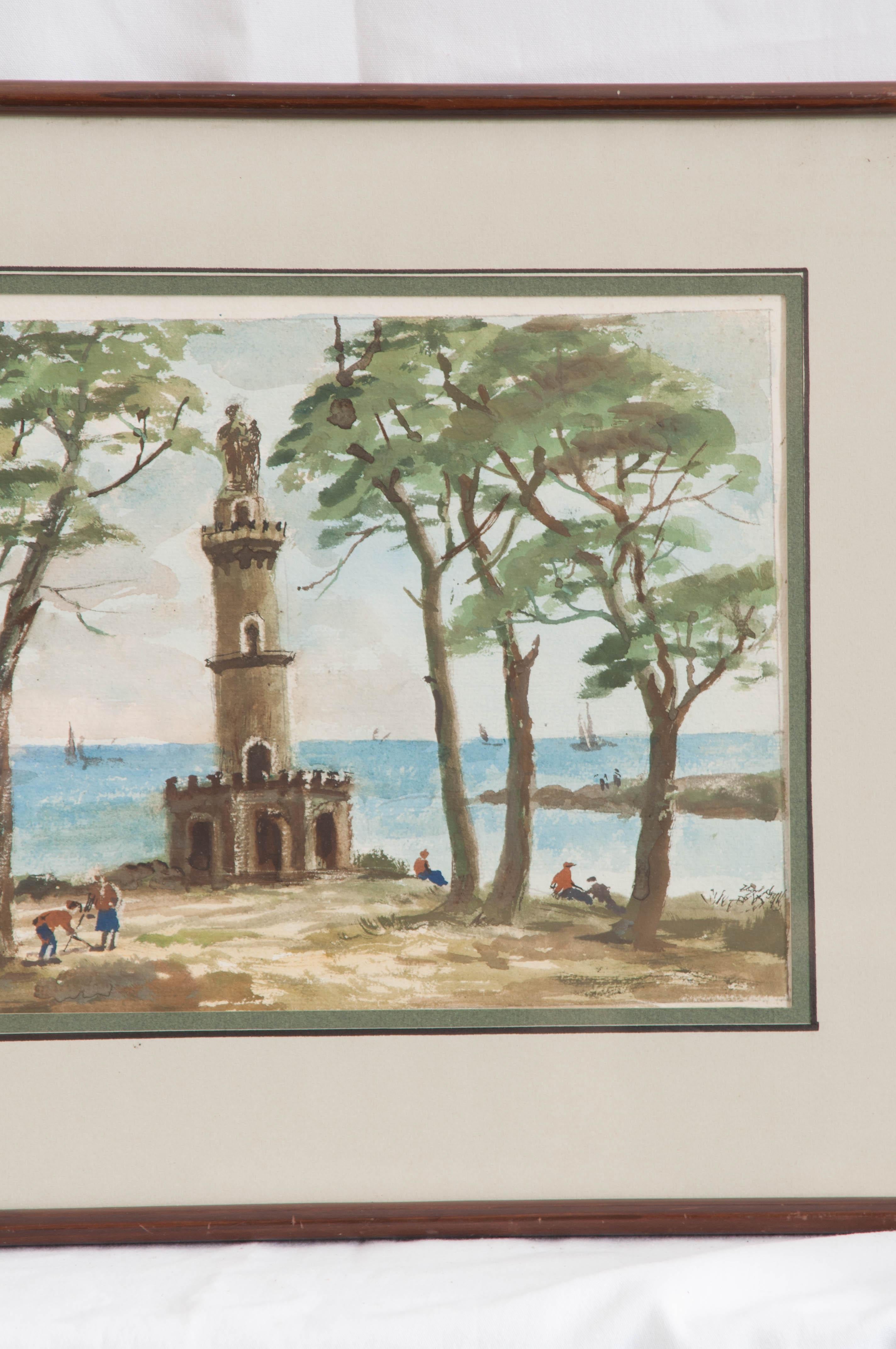 Neoclassical French Painting of a Seaside