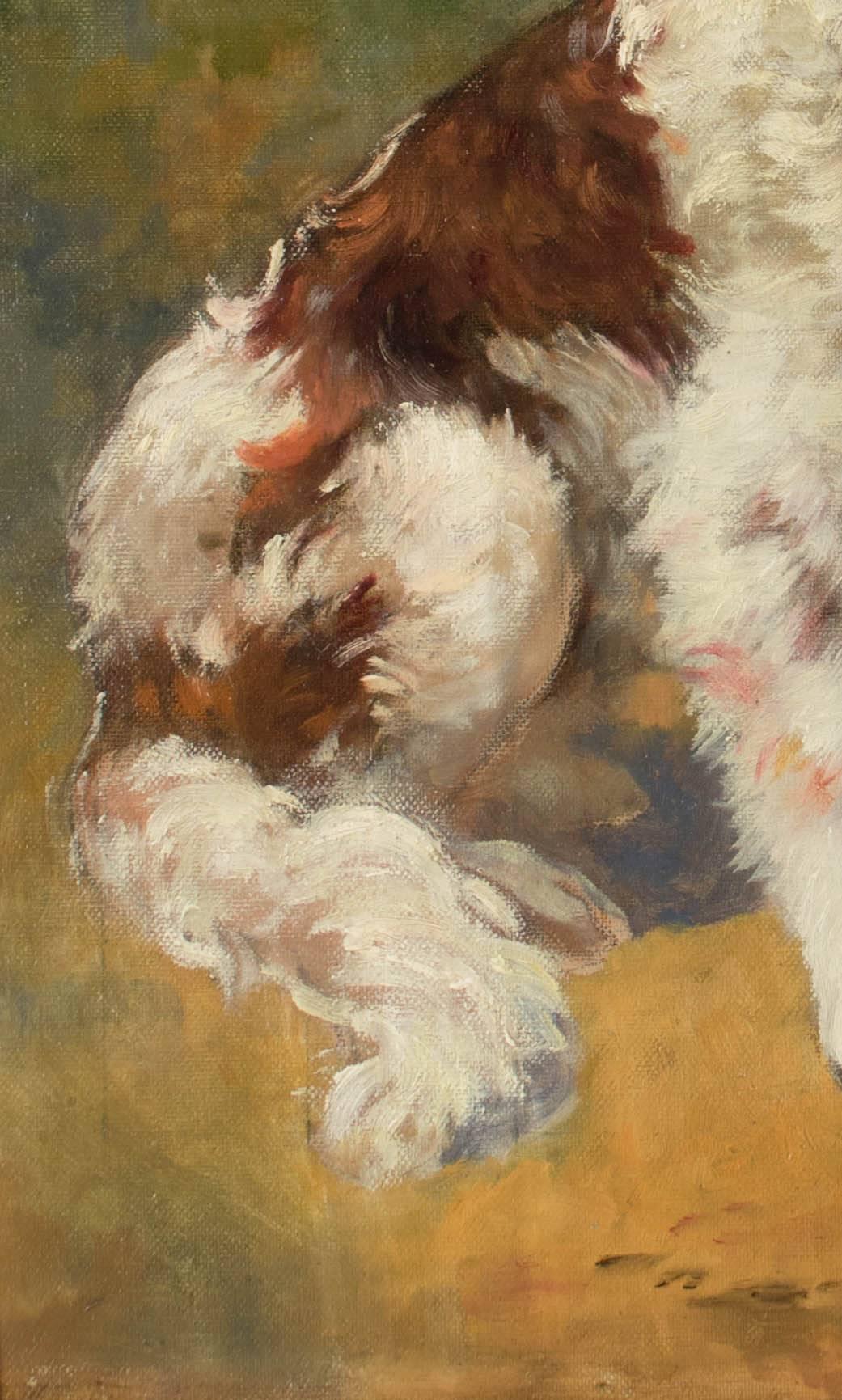 Beaux Arts French Painting of a Spaniel