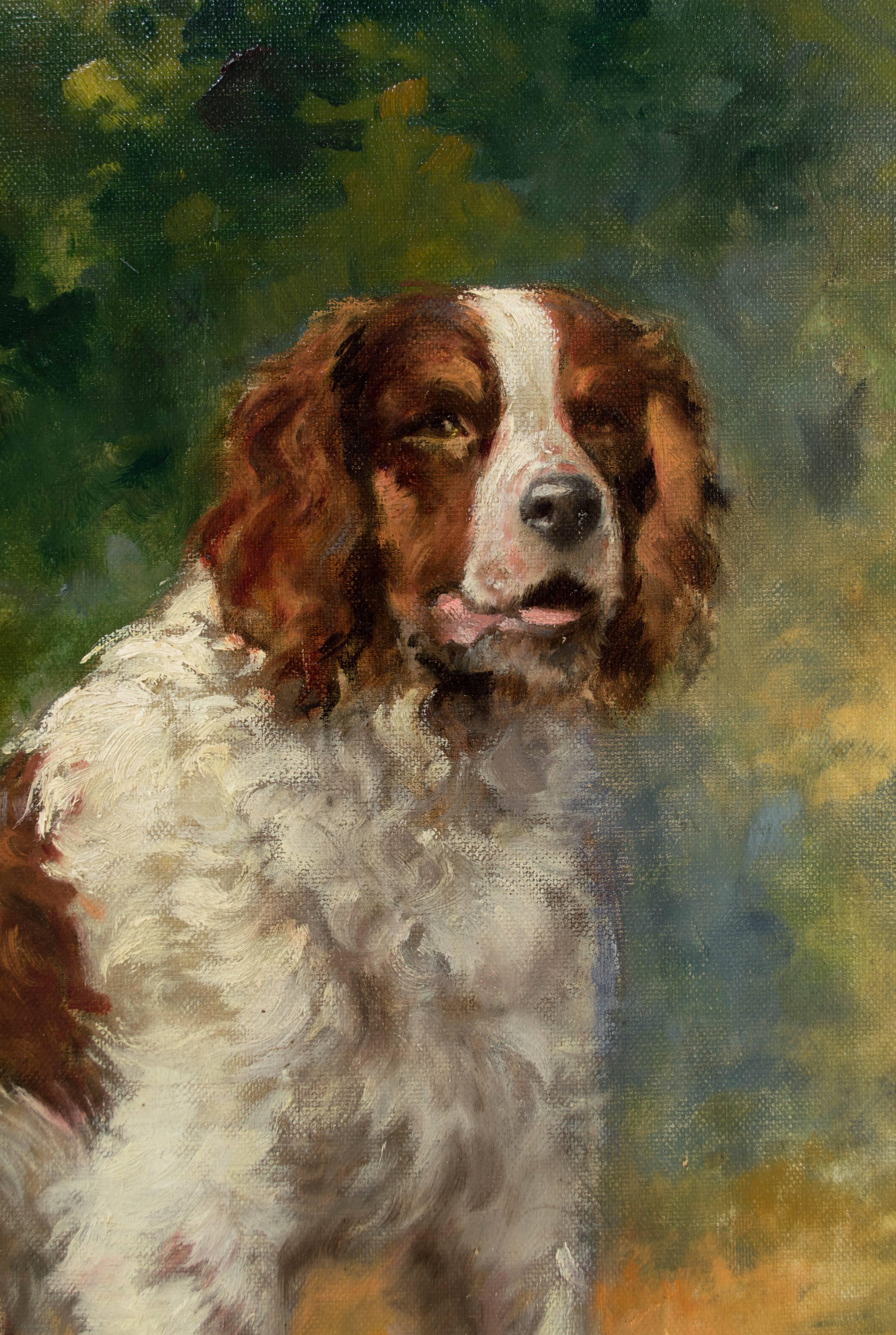 Acrylic French Painting of a Spaniel